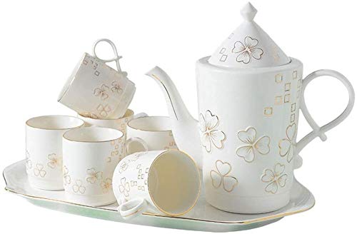 Premium Ceramic Tea Set with Teapot & Tea Tray - Elegant Porcelain Tea Cups for Adults - Perfect for Tea Party, Coffee Break, Home Kitchen, Office & Garden - Ideal for Family Gatherings, Afternoon Tea & Relaxation Moments