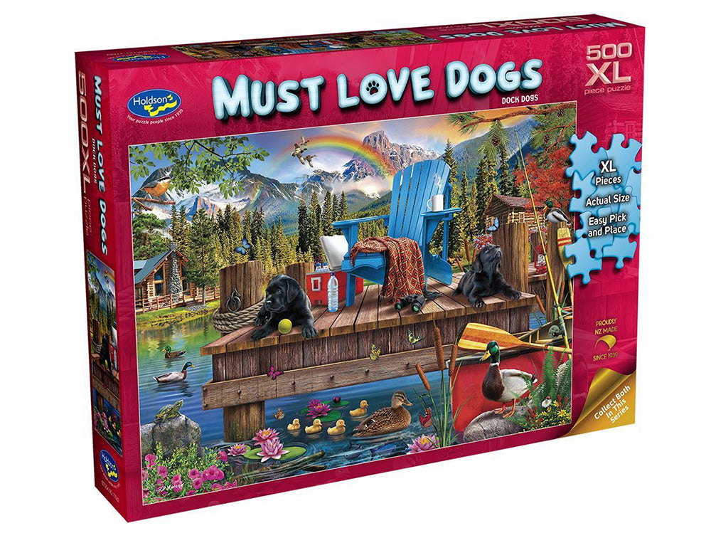 Holdson 500 XL Puzzle - Must Love Dogs & Dock Dogs Jigsaw Puzzle for Adults - Perfect for Family Game Night & Dog Lovers Gift Idea