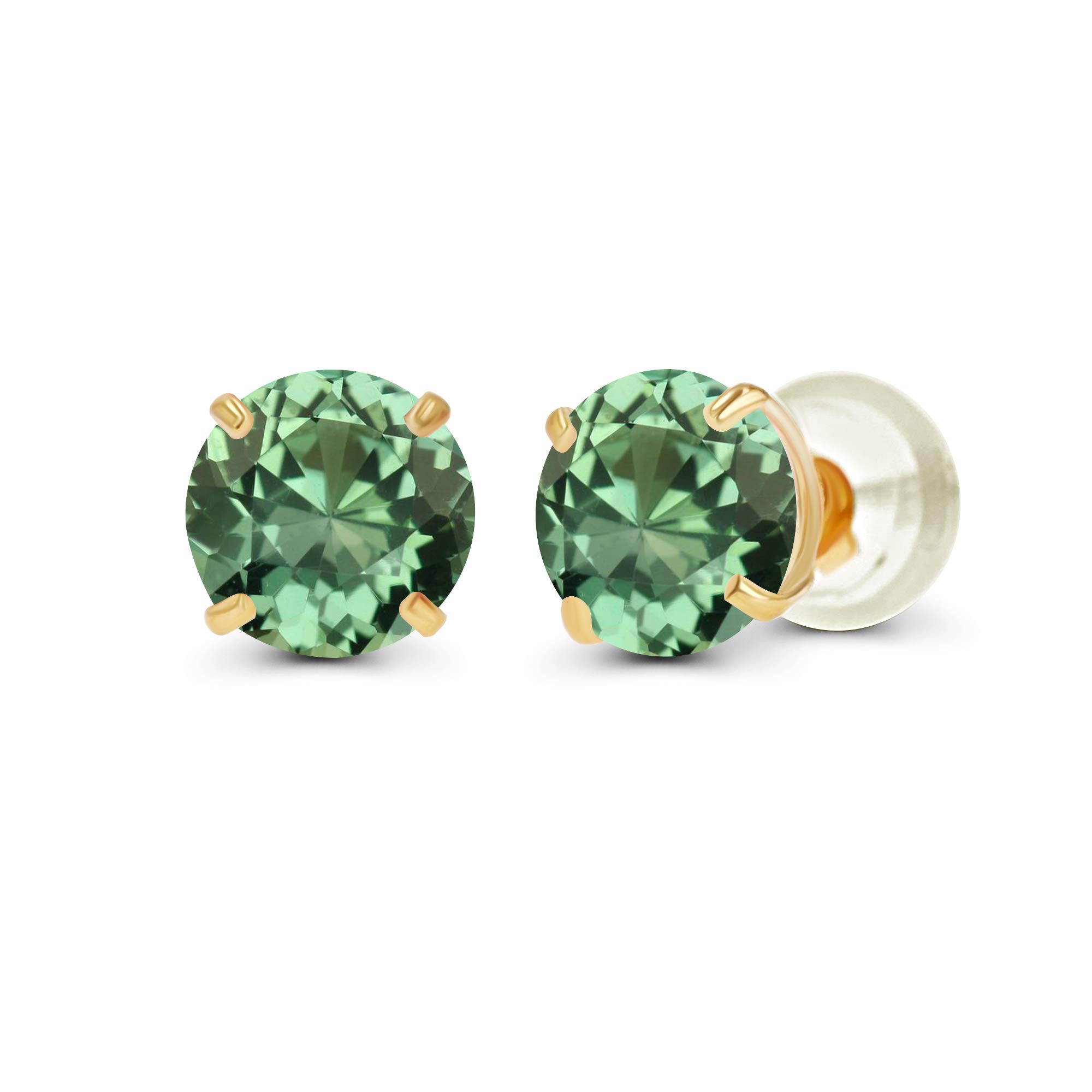 925 Sterling Silver Gold Plated 4mm Round Genuine Birthstone Stud Earrings for Women & Girls - Hypoallergenic Jewelry for Gifts, Birthdays & Everyday Wear