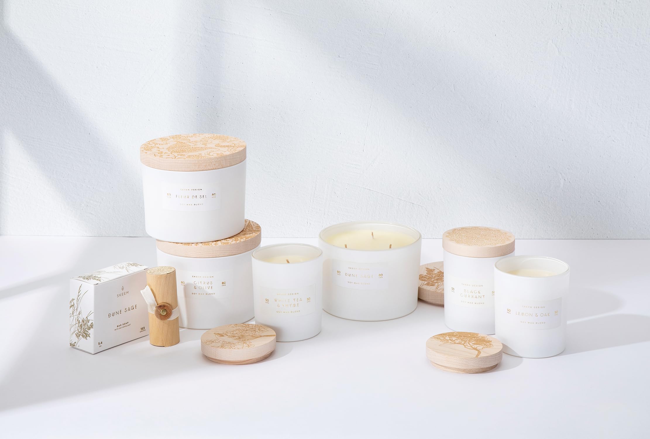 Skeem Print Block Citrus & Olive Scented Soy Wax Candle - Natural Aromatherapy with Olive, Citrus, Fig & Cedarwood - Perfect for Relaxation, Meditation & Home Decor