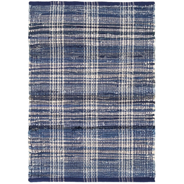 Dash & Albert Denim Plaid Handwoven Cotton Rug - Stylish & Durable for Living Room, Bedroom, or Nursery Decor