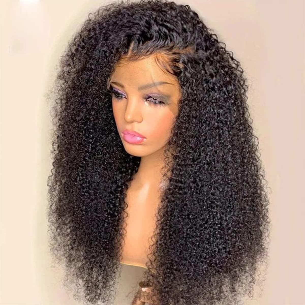 VIPbeauty Afro Kinky Curly Human Hair Wig 13x4 HD Lace Front Wigs Brazilian Virgin Human Hair 180 Density Pre Plucked with Baby Hair - Natural Black for Women | Perfect for Daily Wear, Cosplay & Special Occasions