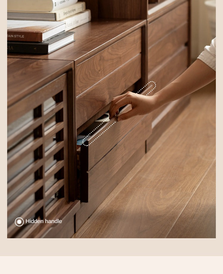 Premium Black Walnut Solid Wood Modular Bookcase - Customizable Storage Shelf for Home Office, Living Room & Library Organization