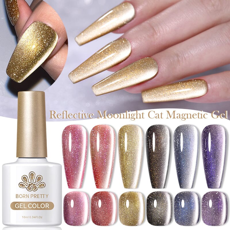Reflective Moonlight Cat Magnetic Gel - 10ml Nail Polish for Night Glow & UV Protection - Perfect for Parties, Halloween & Nail Art Designs