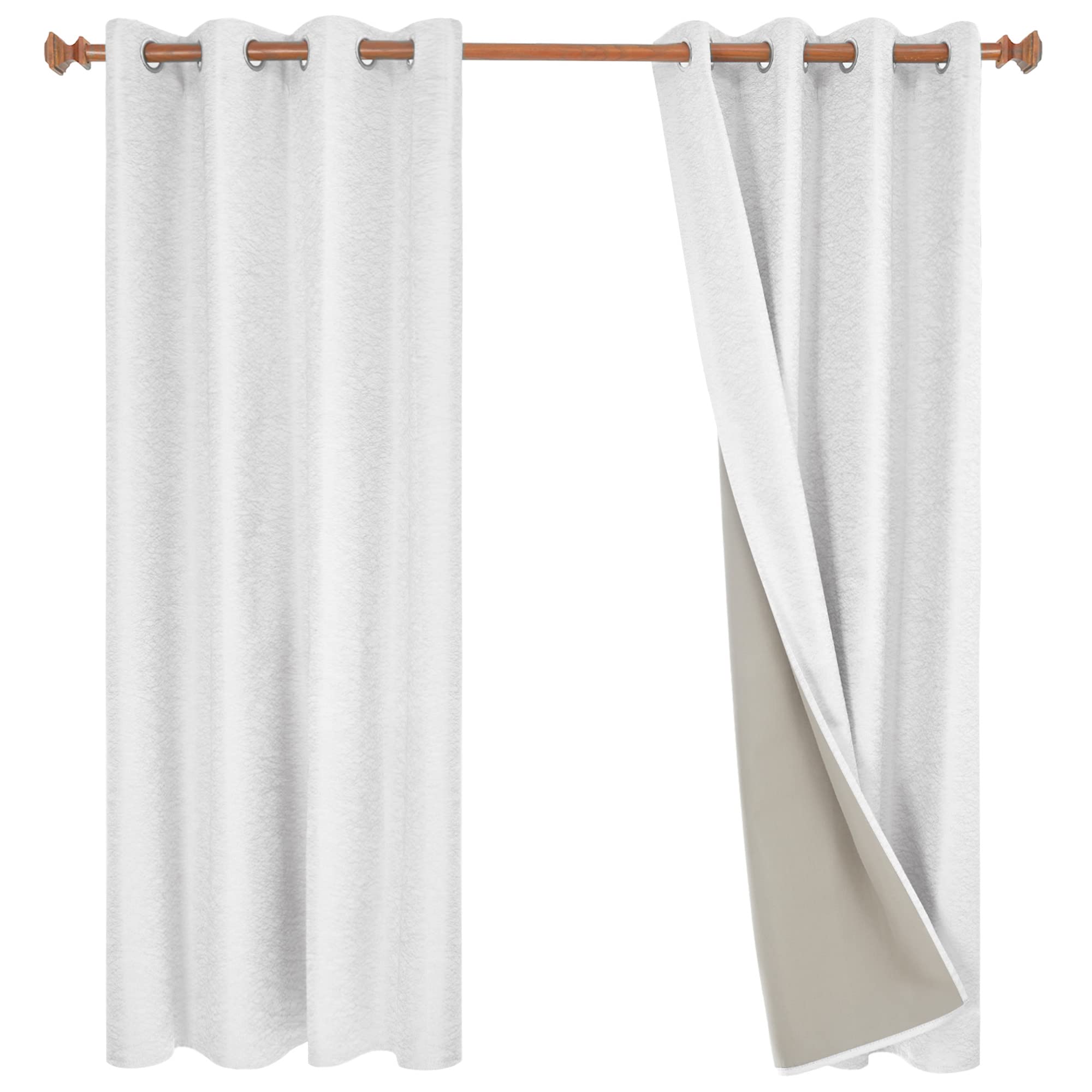 Pinzon Blackout Curtains 52x74 Inch - Room Darkening, Noise Reducing Jacquard Fabric for Bedroom & Living Room (White) - Perfect for Home Theater, Nursery & Light Sleepers