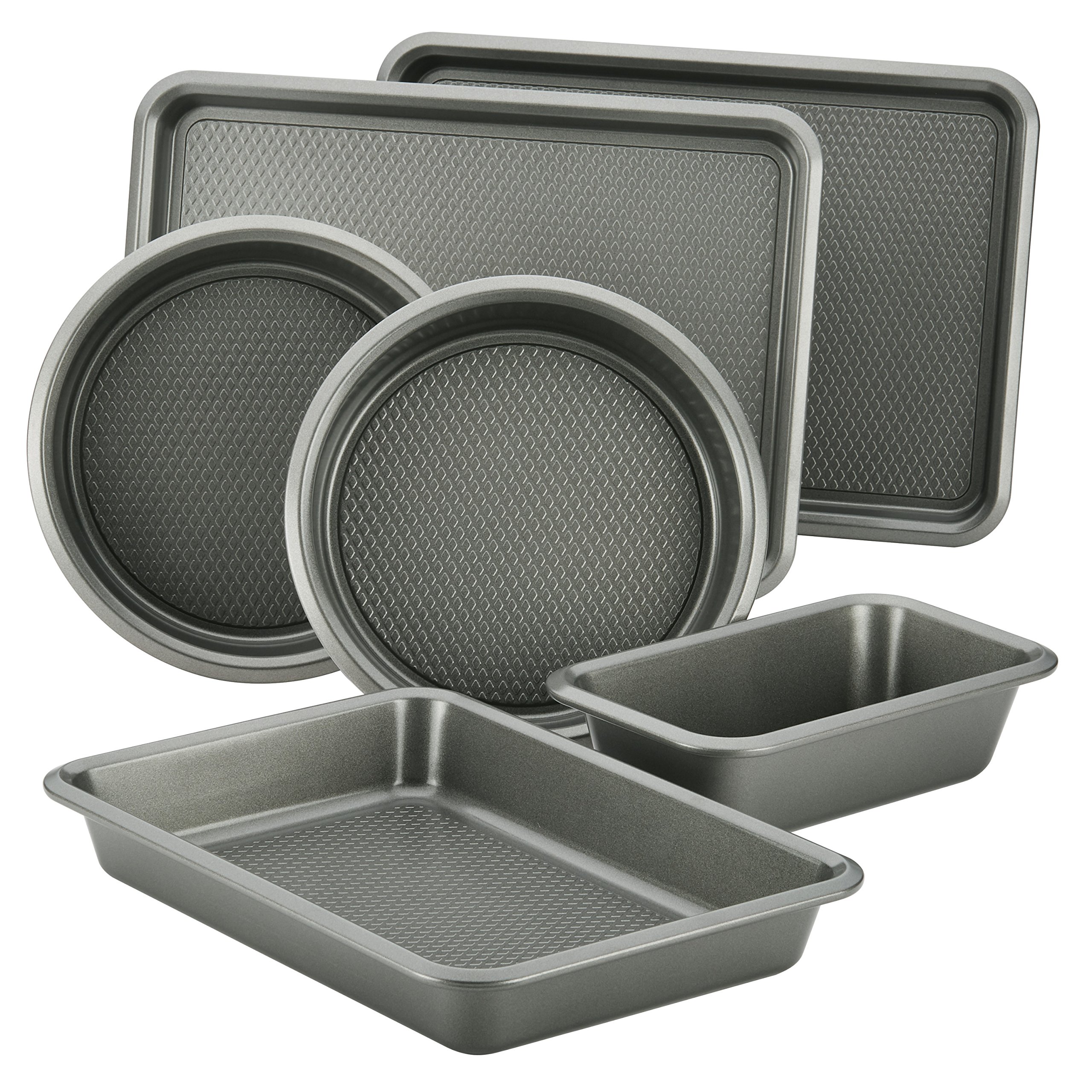 Ayesha Curry 6-Piece Nonstick Bakeware Set - Bread Pan, Cookie Sheet, Baking Pan, Cake Pans - Silver | Perfect for Home Baking, Holiday Cooking & Gift Giving