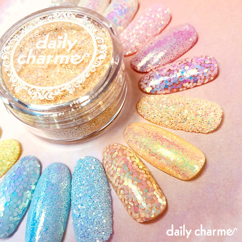 DAILY CHARME Pastel Iridescent Nail Art Glitter Powder - Creme Brulee Color for Acrylic Nails, Gel Polish & DIY Manicure - Perfect for Spring, Summer & Special Occasions