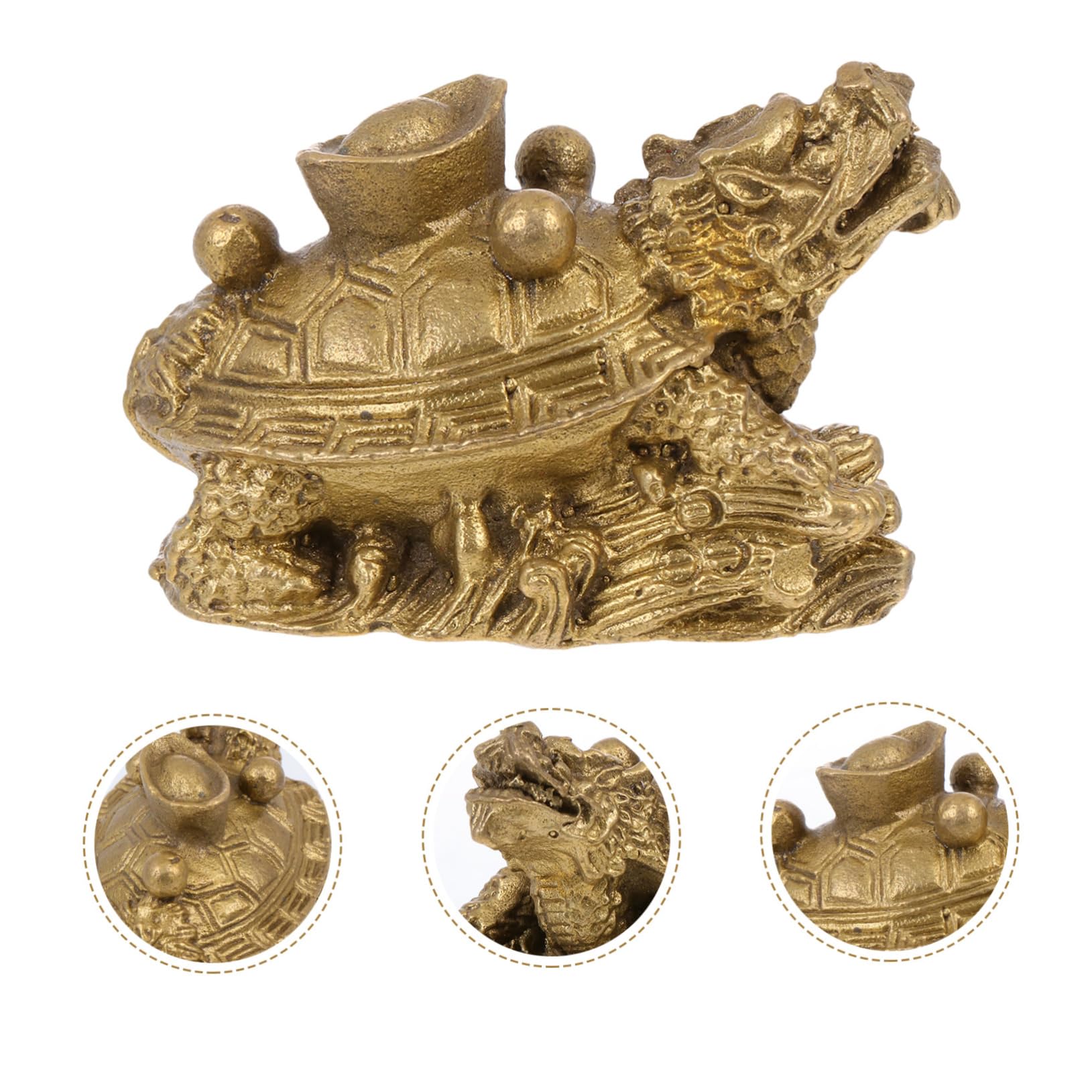 Lucky Copper Dragon Turtle Ingot Decor for Office & Home Blessing