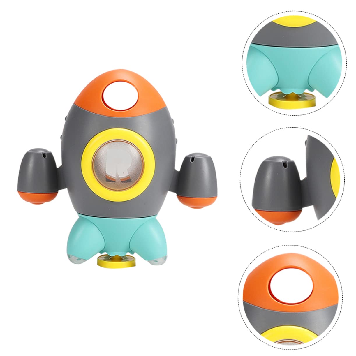 3 Pcs Rocket Fountain Bath Toys for Kids - Rotating Water Sprinkler, ABS Grey Bathtub Toys for Toddlers & Children | Fun Bath Time Play, Outdoor Water Games, Pool Party Activities