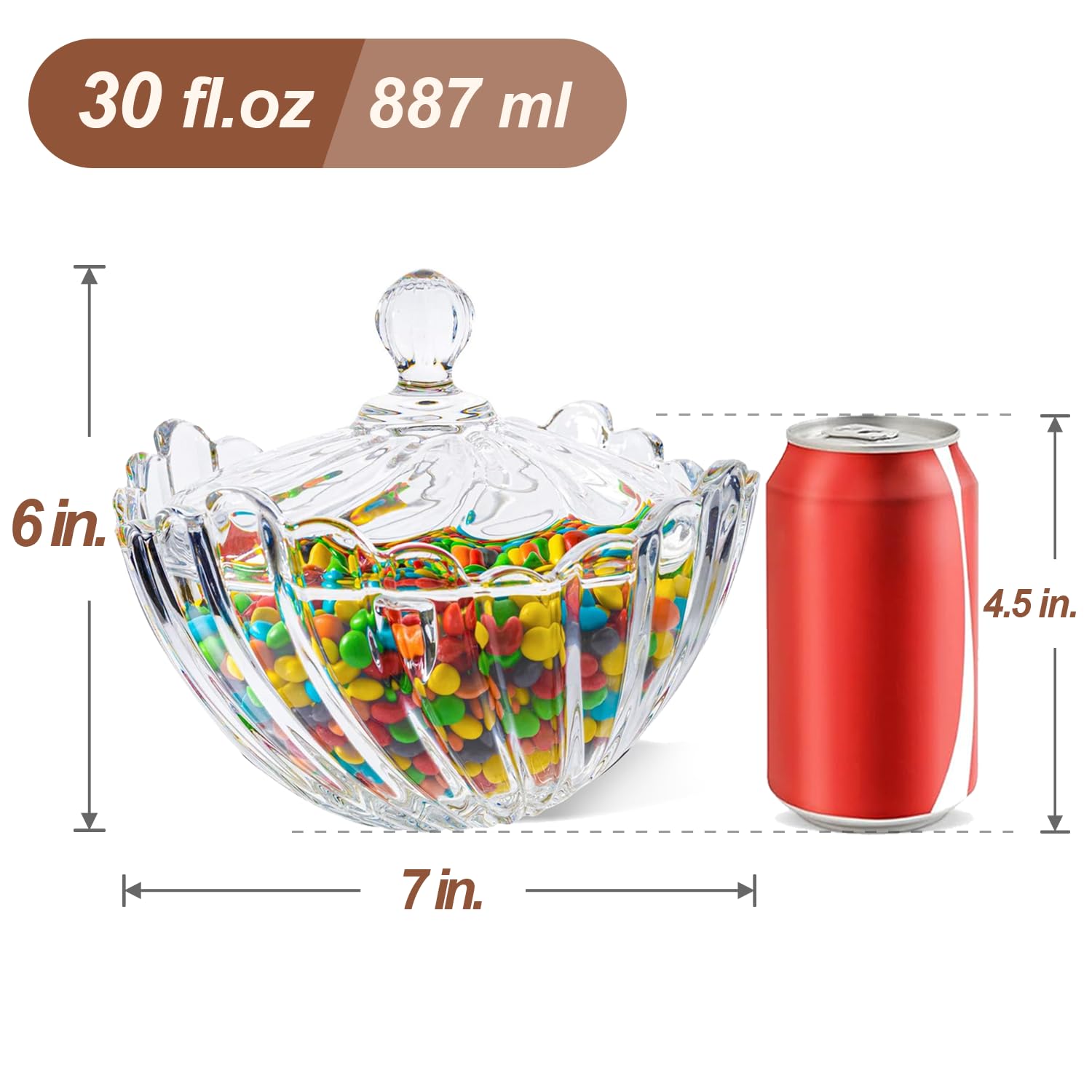 ComSaf 30OZ Glass Candy Jar with Lid - Large Decorative Covered Candy Dish for Office Desk, Wedding Party Buffet Decor, Jewelry Storage Box | Perfect for Home, Office & Special Events