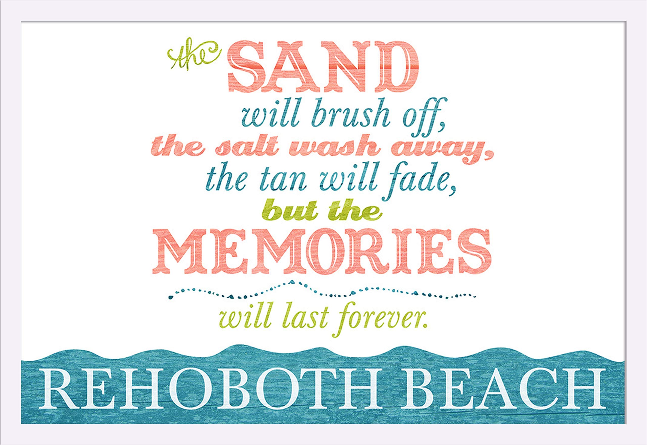 Deluxe 36x24 Giclee Art Print - Rehoboth Beach Delaware Coastal Wall Art with White Wood Gallery Frame | Perfect for Beach House Decor, Living Room Wall Art & Coastal Home Accents