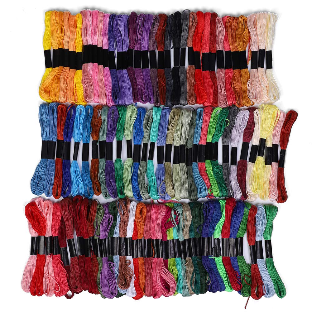 100 Skeins Embroidery Floss Cross Stitch Thread - Polyester Cotton Blend for DIY Crafts, Sewing & Needlework - Perfect for Cross Stitch Kits, Hand Embroidery, Scrapbooking & Fabric Art Projects