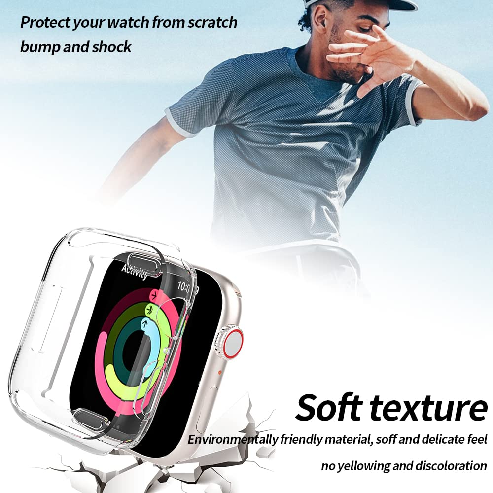 HANKN 41mm Screen Protector Case for Apple Watch 7/8/9 - Soft TPU Shockproof Cover for Daily Use & Sports