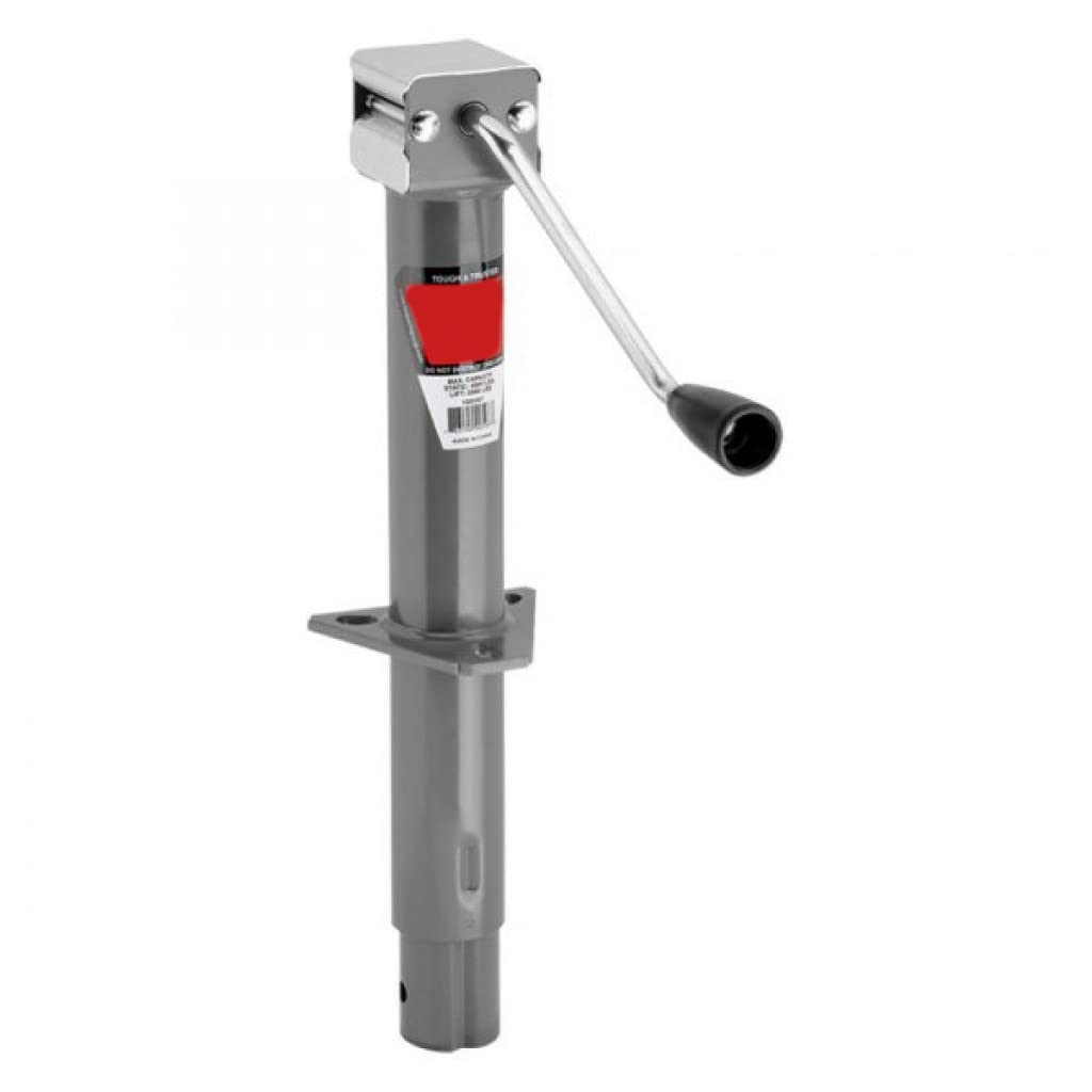 Draw-Tite Heavy Duty Trailer Jack - 2000lb Capacity Round A-Frame with Side Wind Handle - Perfect for Boat Trailers, Utility Trailers & RV Camping Accessories (Grey)