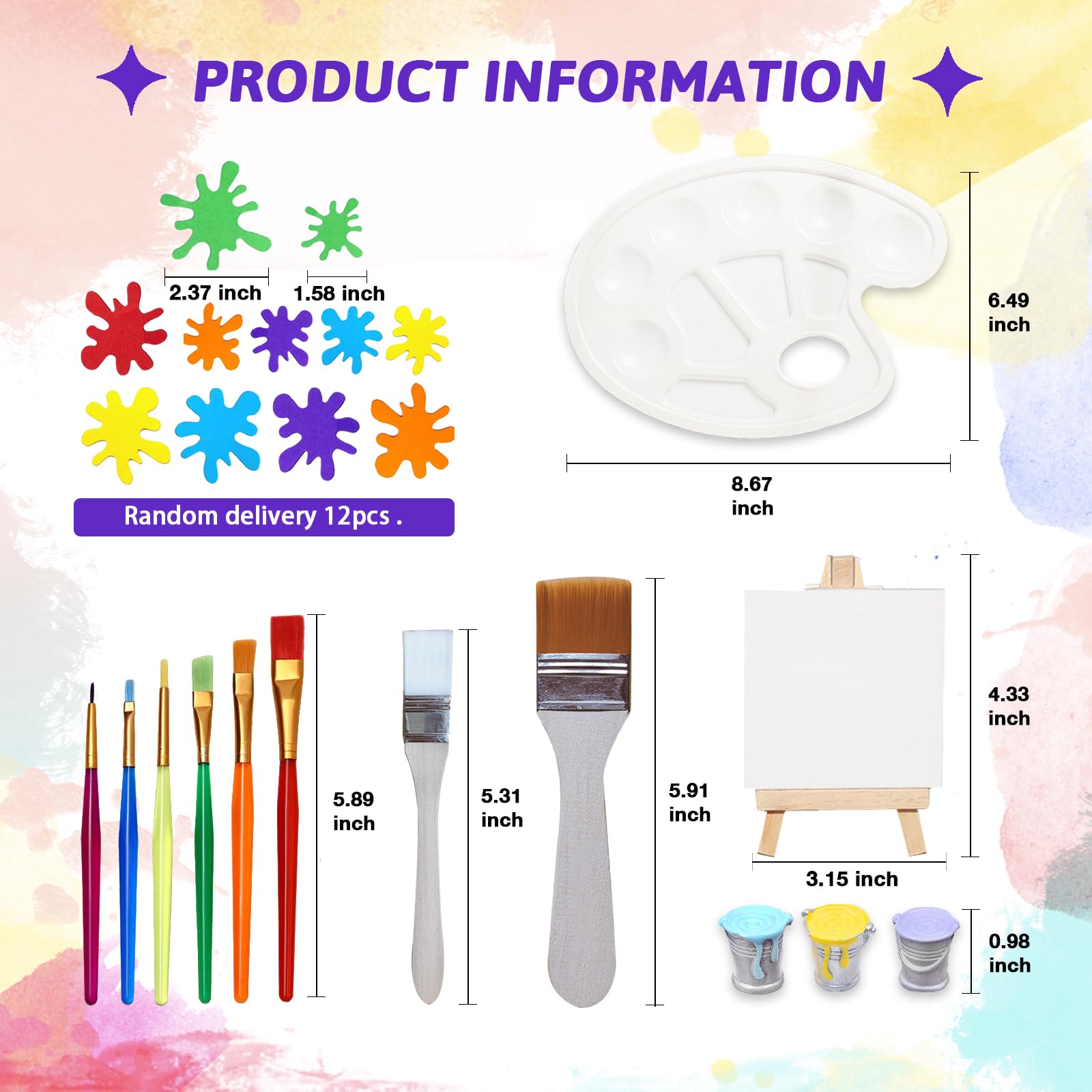 26 Pcs Art Cake Topper Set - Paint Cake Decorations with Paint Pen, Brush, Palette & Bucket for Kids Birthday, Baby Shower & Art Themed Parties - Perfect for DIY Cake Decorating and Creative Dessert Displays