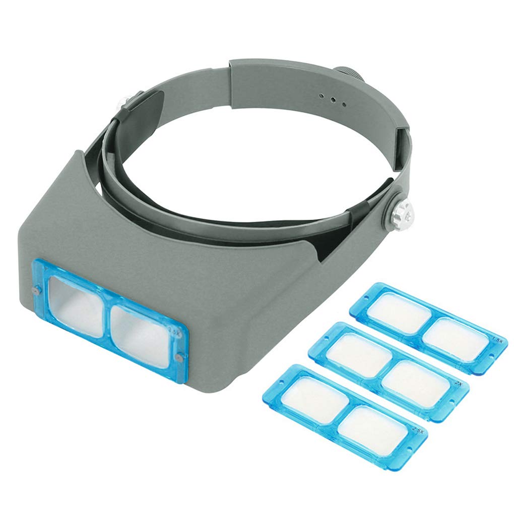 Professional Head Mount Magnifier Optivisor - 1.5X 2X 2.5X 3.5X Magnifying Glasses with 4 Interchangeable Lenses - Jewelers Loupe & Optical Visor for Close Work - Perfect for Electronics Repair, Watchmaking, Jewelry Crafting & Detailed Hobby Work