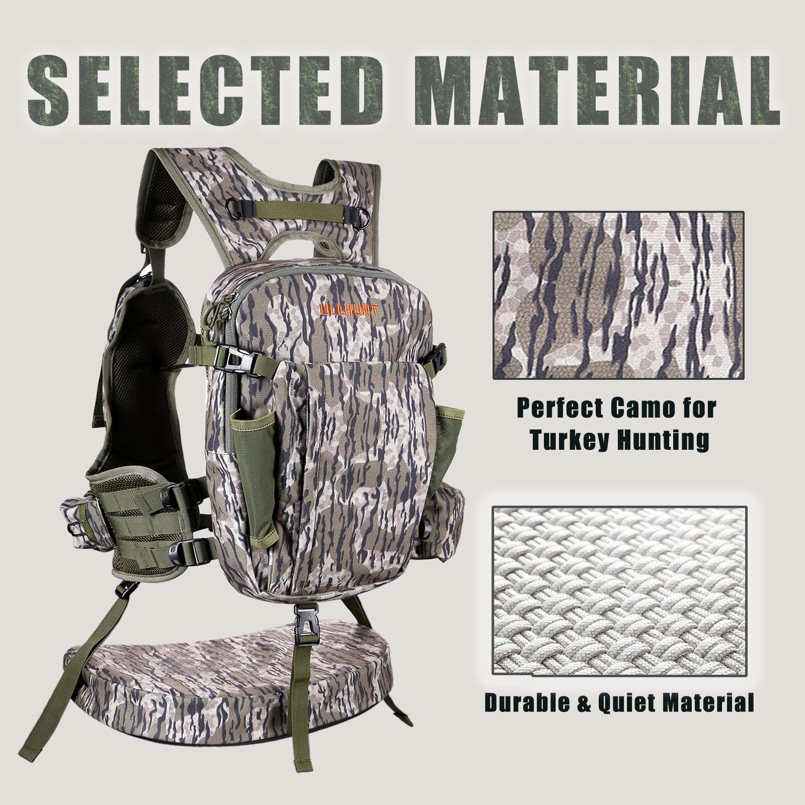 LUCKY CLOVER Turkey Hunting Vest with Seat Cushion - Comfortable Camo Vest for Turkey Hunting Gear & Accessories - Perfect for Outdoor Hunting Trips and Wildlife Adventures