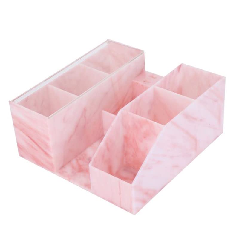 Acrylic Eyelash Extension Organizer with Tweezers Holder - Marble Pink Beauty Tool Storage Box for Lash Artists & Home Salon Use | Perfect for Professional Eyelash Extension Kits & DIY Beauty Storage
