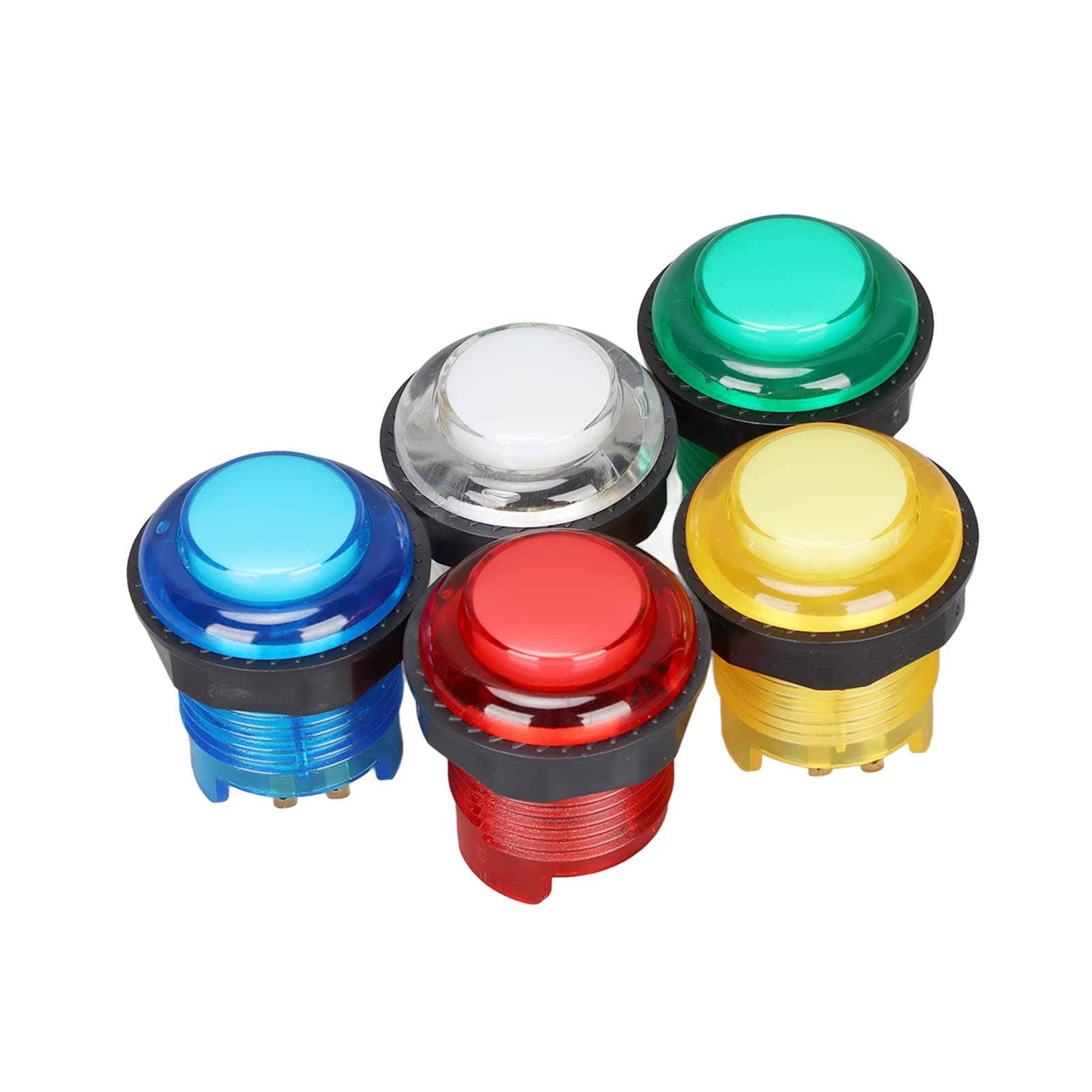 5-Pack 28mm LED Illuminated Push Buttons - 5V Round Arcade Buttons for MAME, JAMMA, Fighting Games & DIY Arcade Cabinets - Perfect for Home Arcades, Gaming Consoles & Retro Game Builds