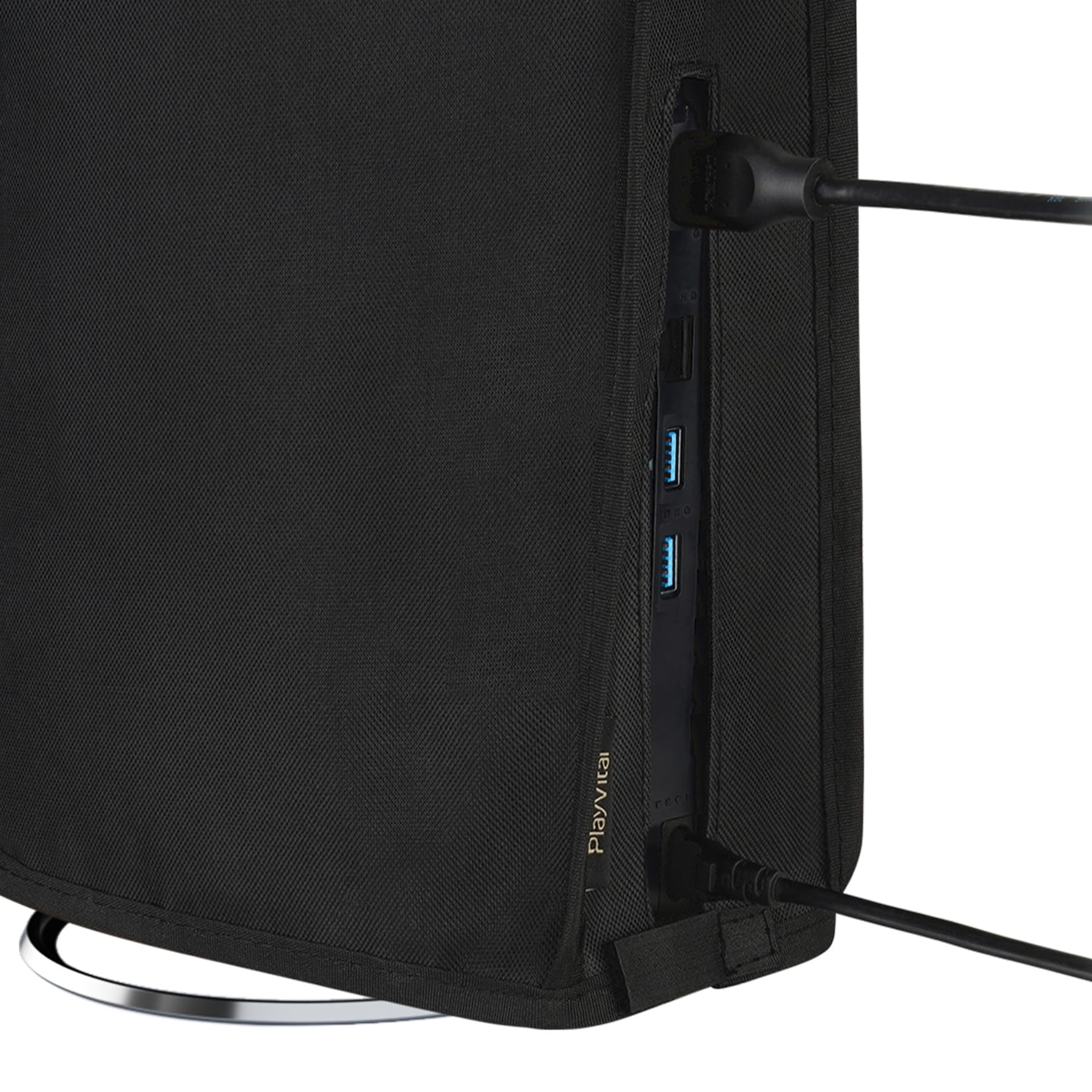 PlayVital Vertical Dust Cover for PS5 Slim Disc Edition (2023 New Smaller Design) - Nylon Dustproof & Waterproof Protector Sleeve for PlayStation 5 Slim Console - Black - Perfect for Gaming Setup Protection & Travel Storage