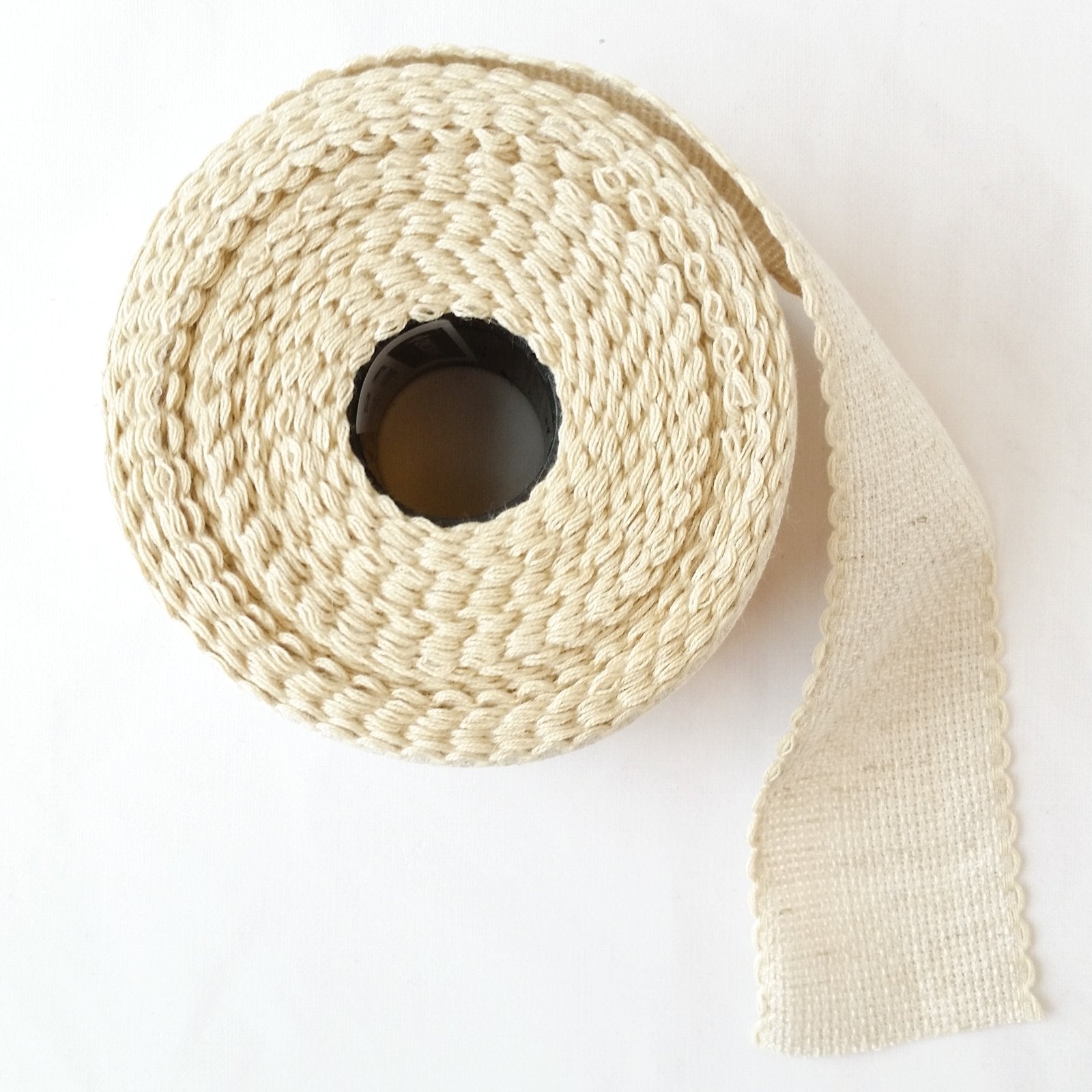 Scallop Edged Natural Aida Stitching Band - 2 Inch Wide Cotton Embroidery Trim for DIY Sewing, Quilting, and Craft Projects | Perfect for Costumes, Home Decor, and Scrapbooking