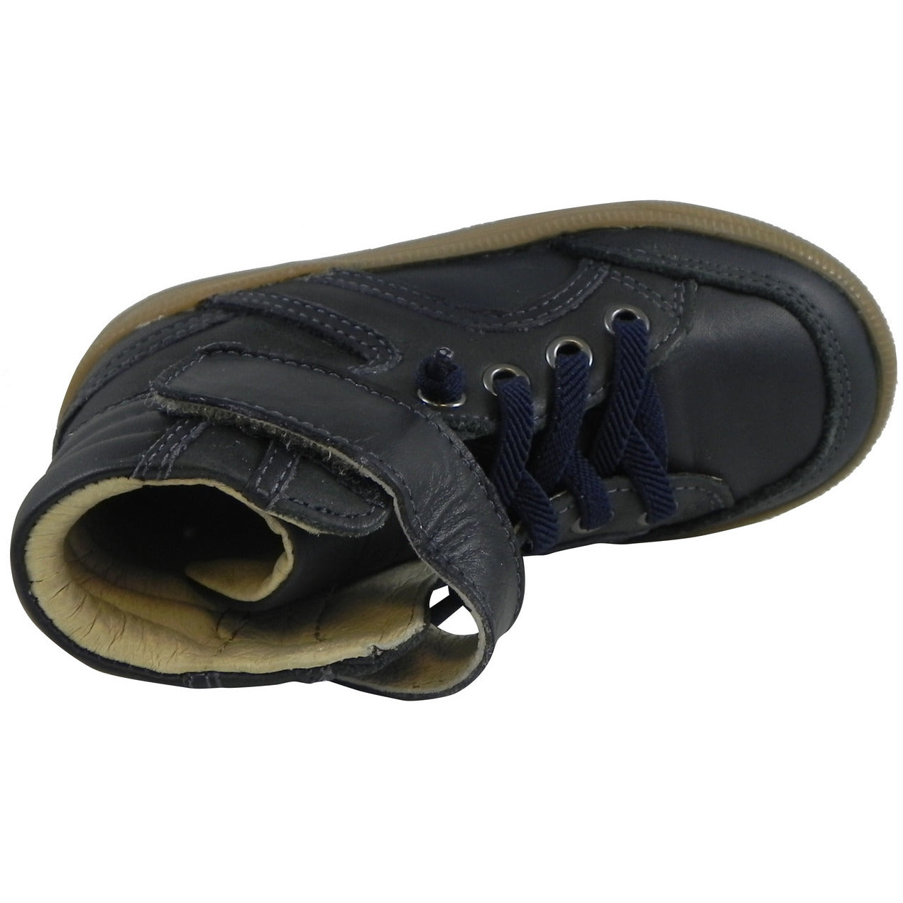 Old Soles 1026 Boys Navy High Top Sneakers - Leather Lace-Up Strap Shoes for Kids | School, Play & Everyday Wear
