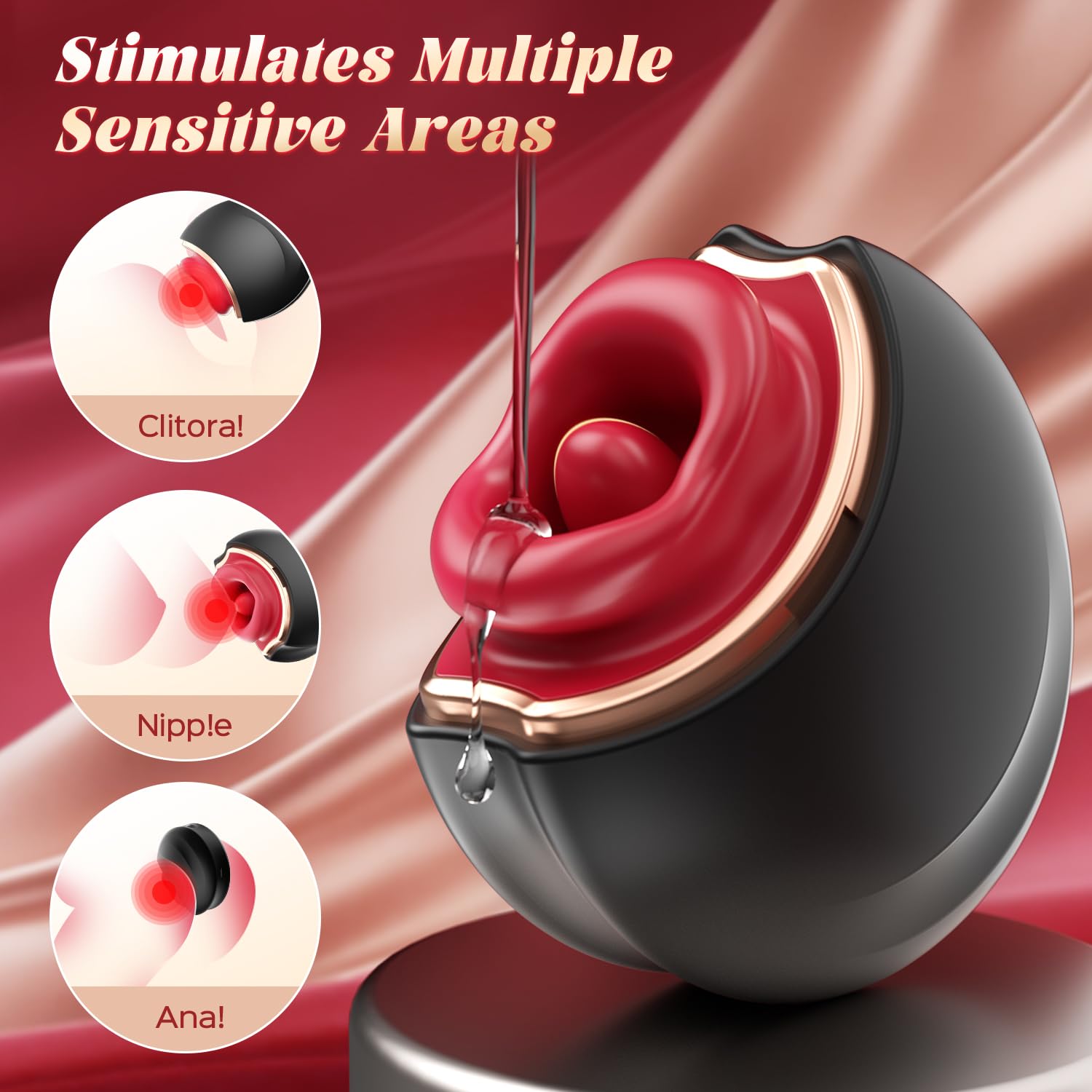 Best Women's Vibrator Sex Toy - 10 Tongue Licking & Biting Vibration Modes, Rose-Shaped Clitoral & Nipple Stimulator for Intimate Pleasure | Perfect for Solo Play, Couples & Sensual Massage