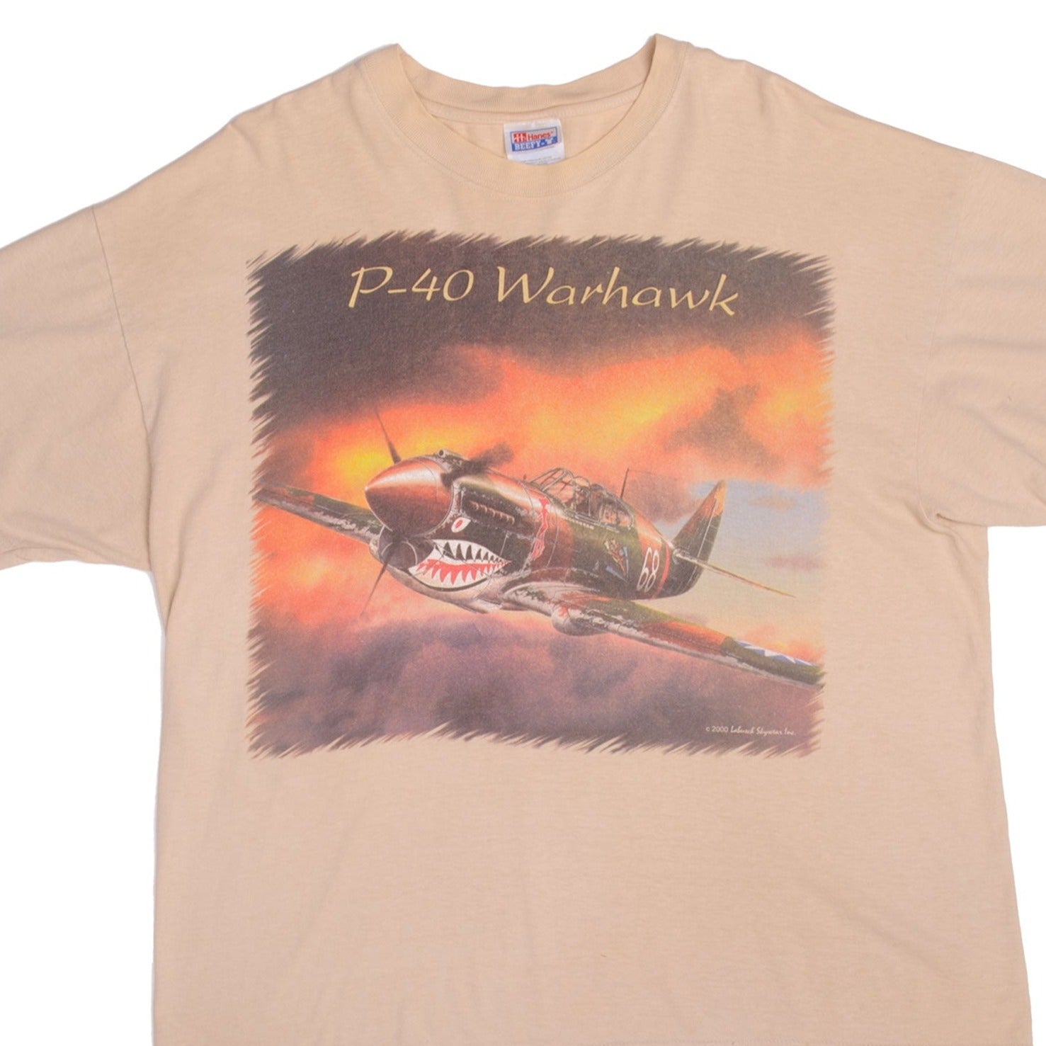 Vintage P-40 Warhawk 2000 Graphic Tee Shirt - XL Size - Military Aviation Inspired Casual Wear for Men - Perfect for History Buffs, Airshows & Everyday Comfort