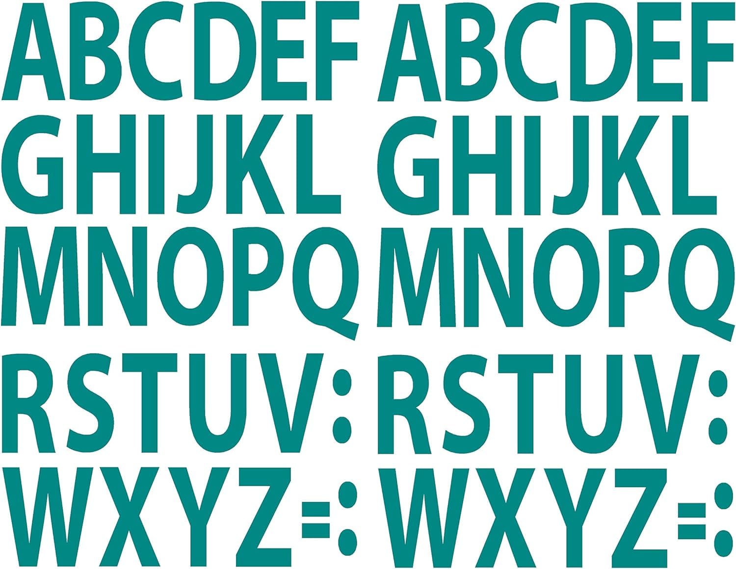 A-Z Alphabet Letters Stickers Vinyl Decals (2 Sets) - Custom Sizes Available - V594 Myriad Teal (10 Inch) - Perfect for Scrapbooking, DIY Crafts, Classroom Decor & Kids Room Wall Art