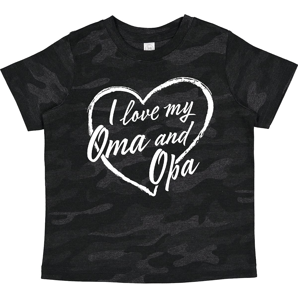 Inktastic I Love My Oma and Opa White Chalk Heart Toddler T-Shirt - Cute Grandparent Gift for Toddlers, Family Reunions & Holiday Gatherings
