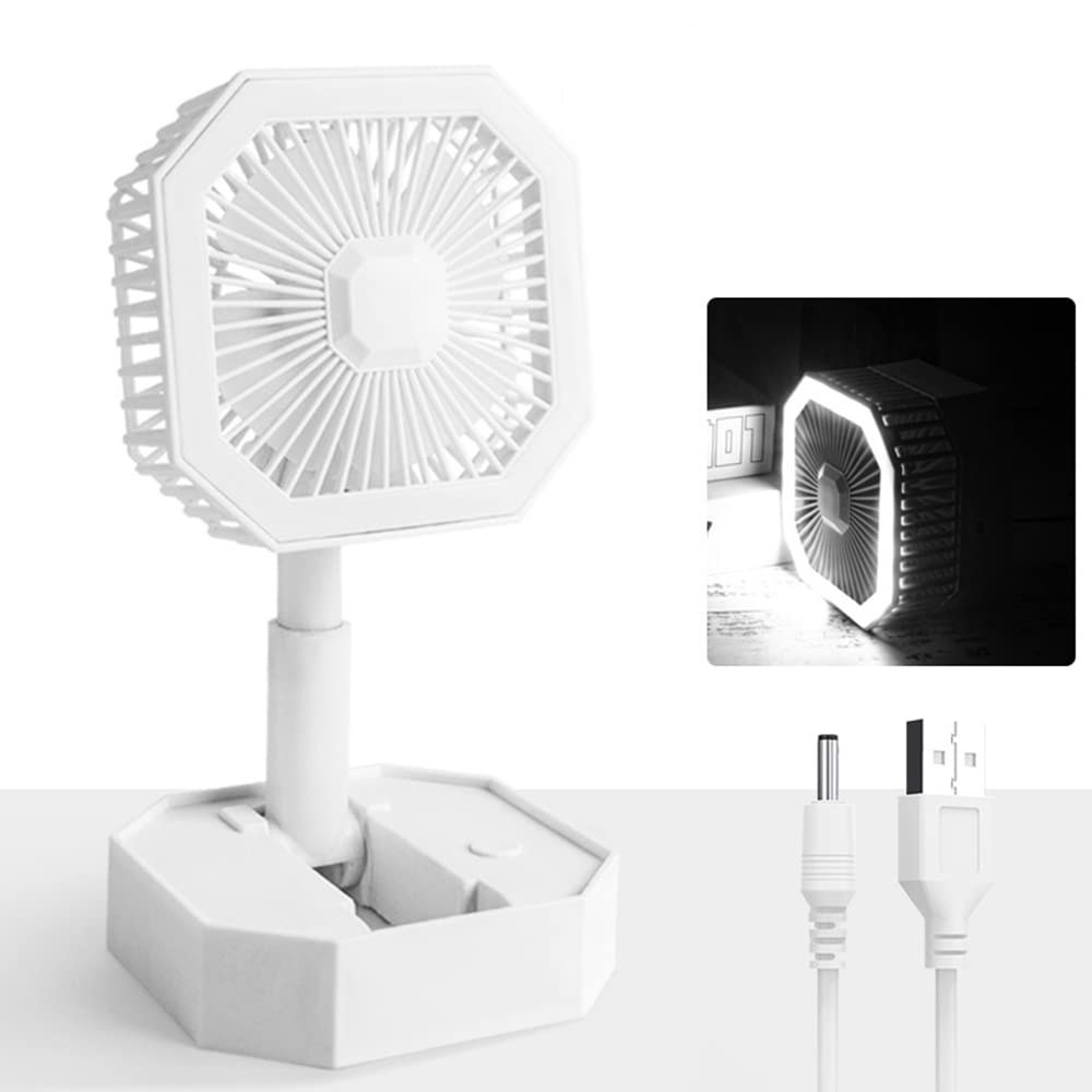 CHENMU Portable Foldable USB Rechargeable Mini Fan with LED Light - Quiet Powerful Cooling Fan for Summer, Indoor, Office & Travel - Perfect for Desk, Bedside & Outdoor Use