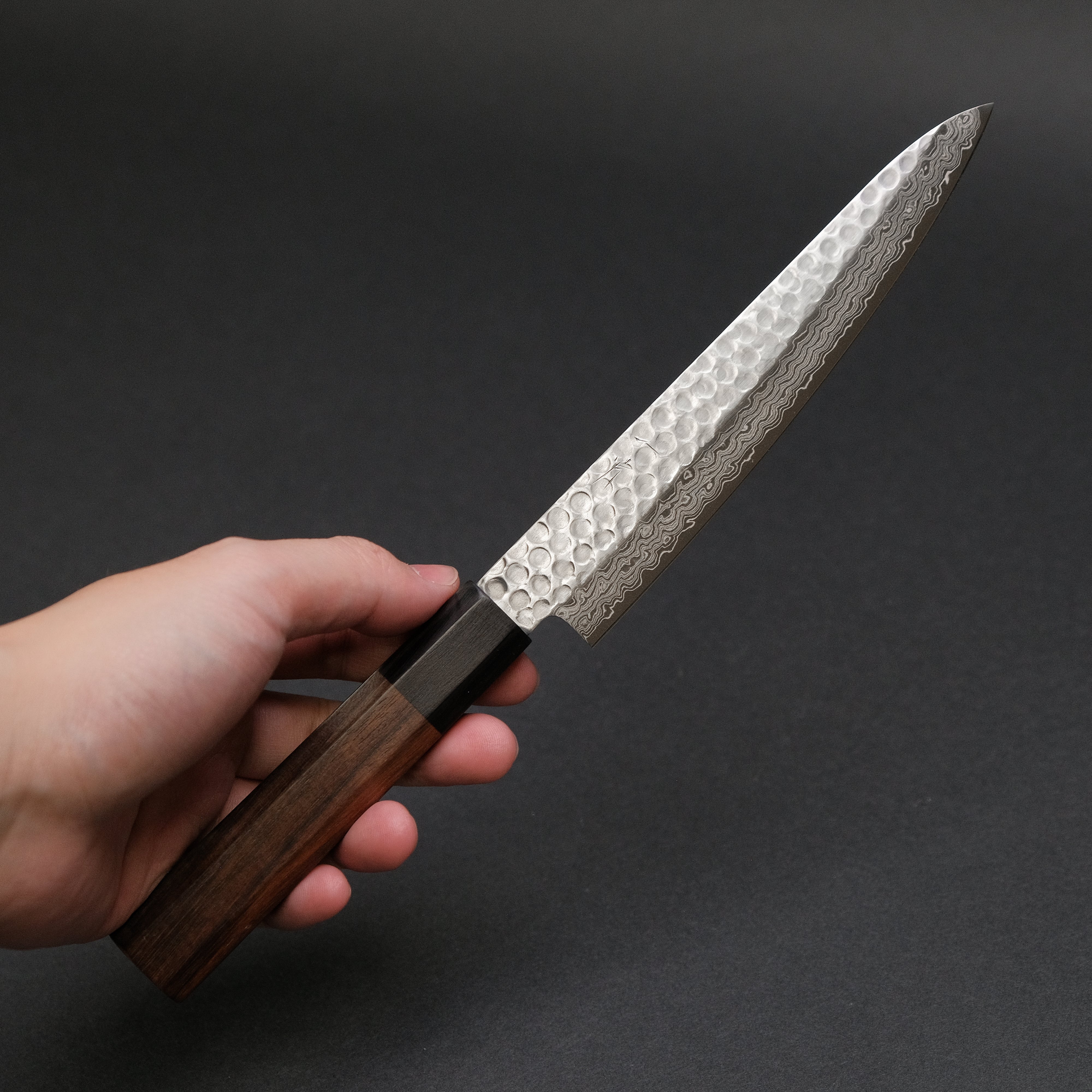 Hitohira HG Tsuchime Damascus Petty Knife 150mm - Japanese Chef Knife with Rosewood Handle - Perfect for Slicing, Chopping & Precision Kitchen Tasks