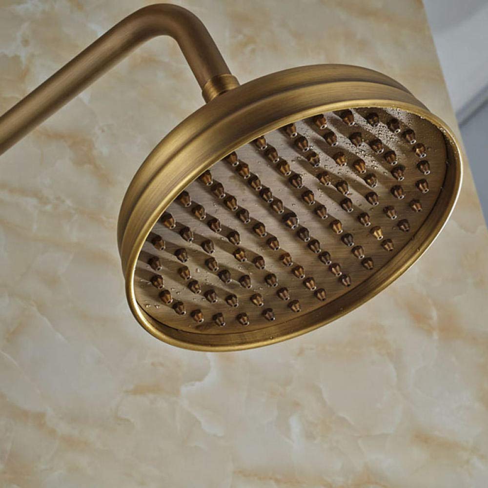 Vintage Antique Brass Wall-Mounted Shower System - 8 Inch Rainfall Shower Head with Handheld Spray & Adjustable Slide Bar - Luxury Bathroom Fixture for Spa-Like Experience