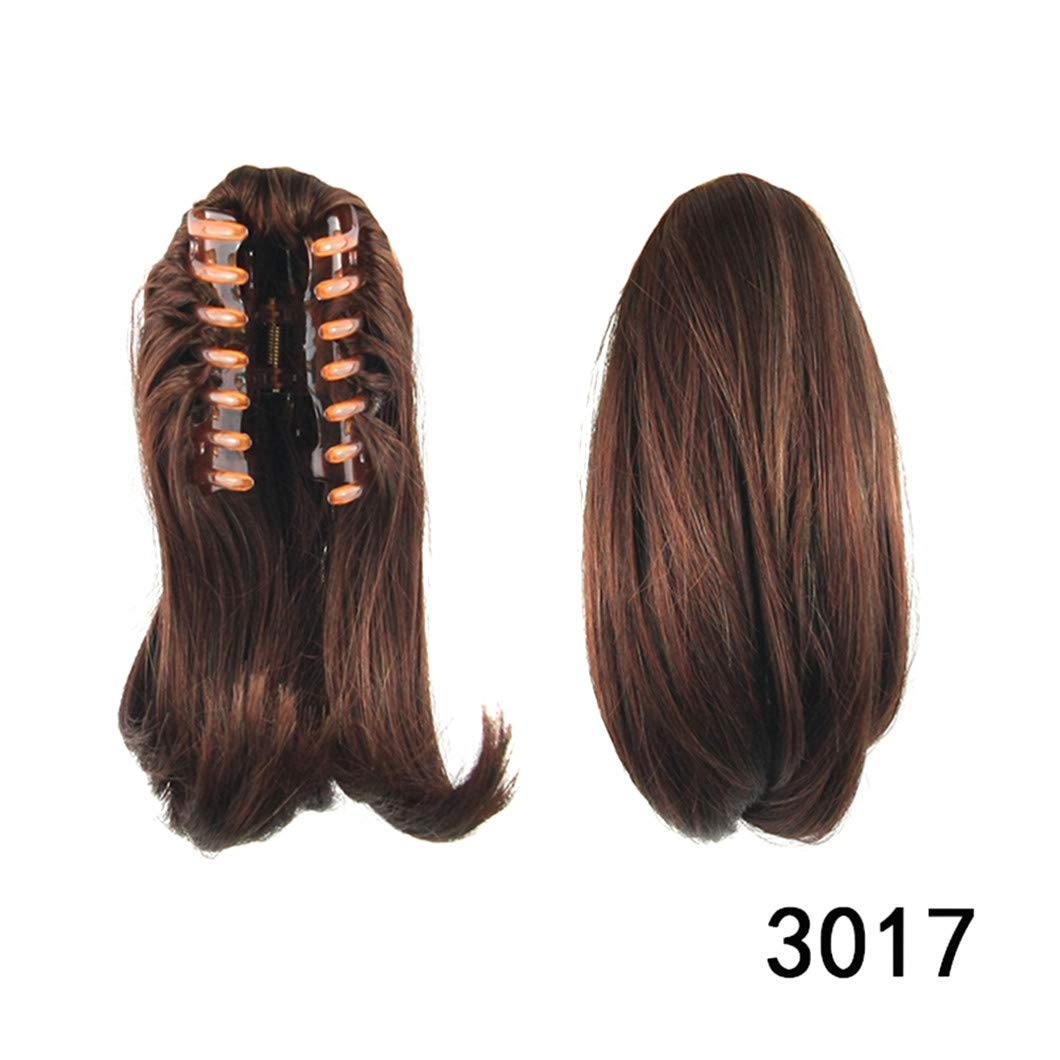 Natural Color 8-Inch Synthetic Hair Ponytail Extensions with Clip for Women - Easy Hair Bun & Claw Style - Perfect for Daily Wear, Parties & Cosplay