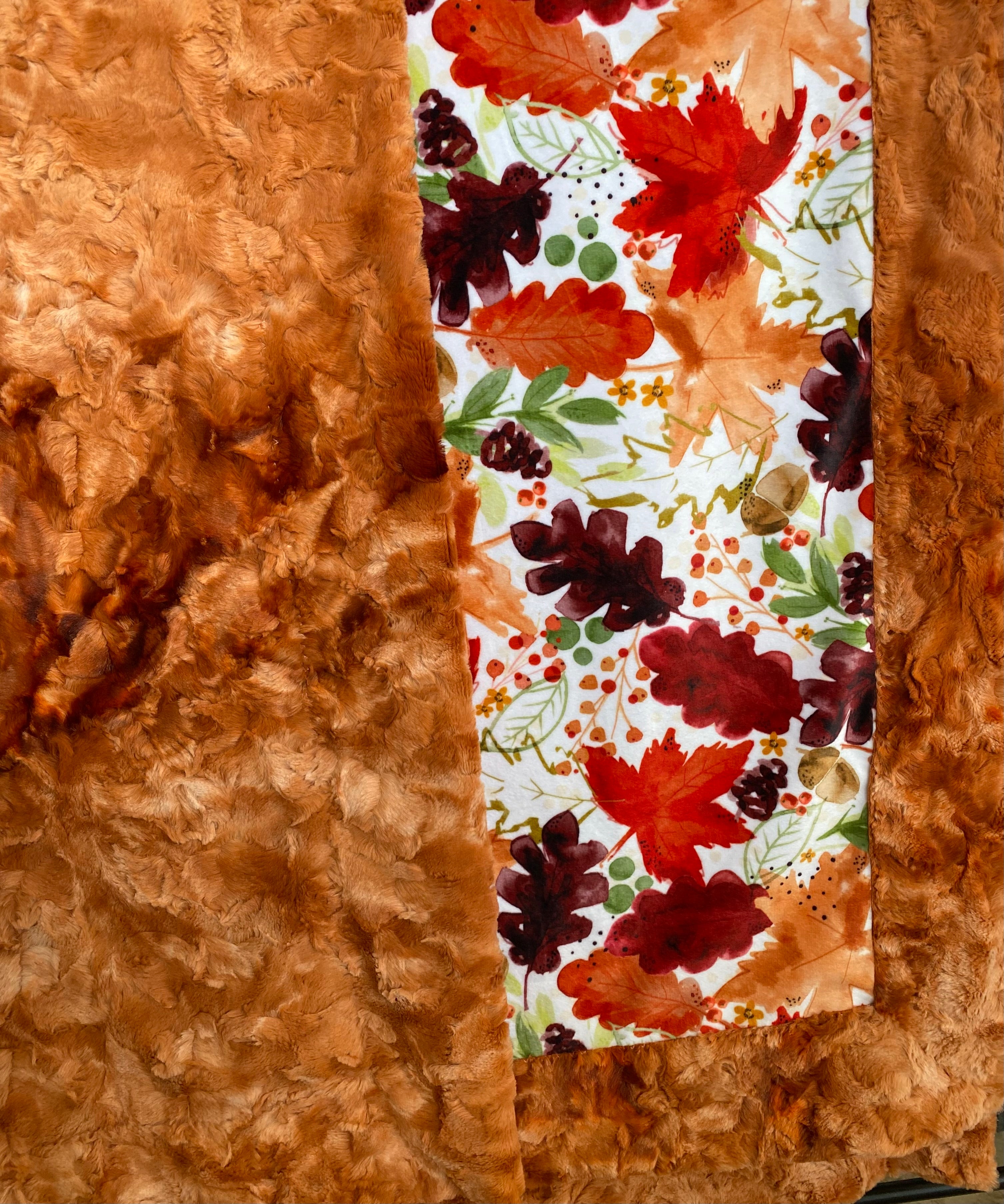 Cozy Autumn Leaves Ginger Galaxy Minky Blanket - 53x65 Soft Flannel Throw for Bed, Couch & Seasonal Decor