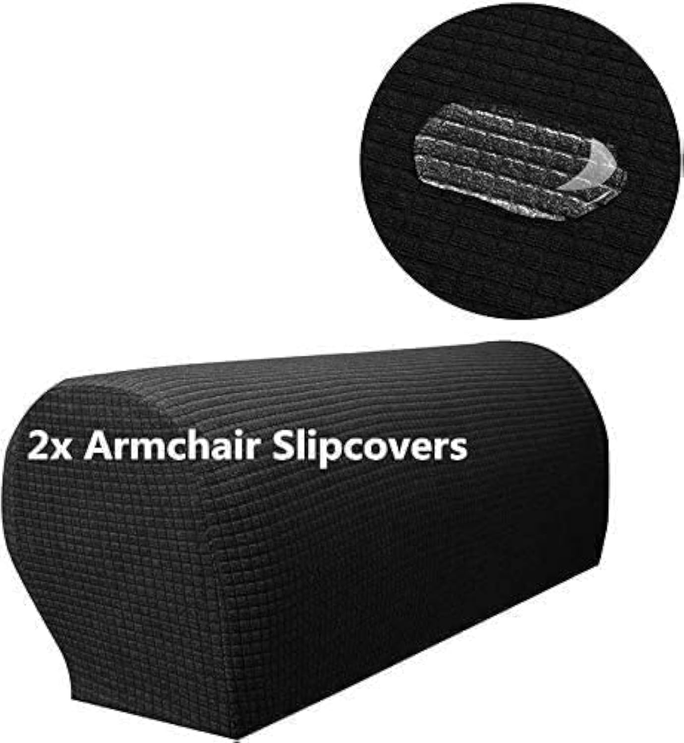 Premium Stretch Armrest Covers - Breathable Spandex Fabric Sofa Arm Protectors (2 Pack, Black) | Fits Recliners, Chairs & Couches | Home & Office Furniture Protection