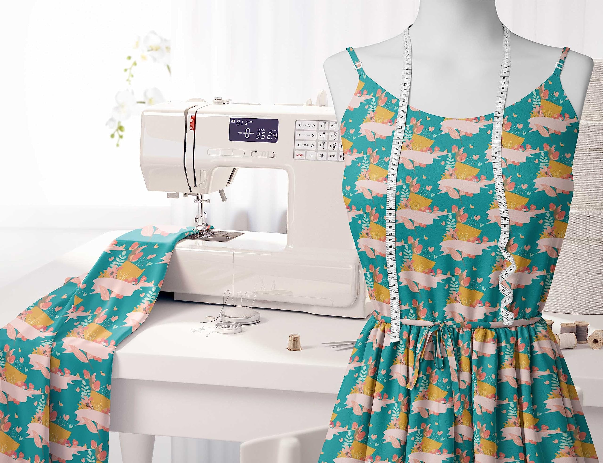 Soimoi Moss Green Georgette Fabric by The Yard - 42 Inch Wide - Artistic Leaf & Floral Printed Fabric for Dresses, Scarves & Home Decor - Elegant & Trendy DIY Sewing Projects