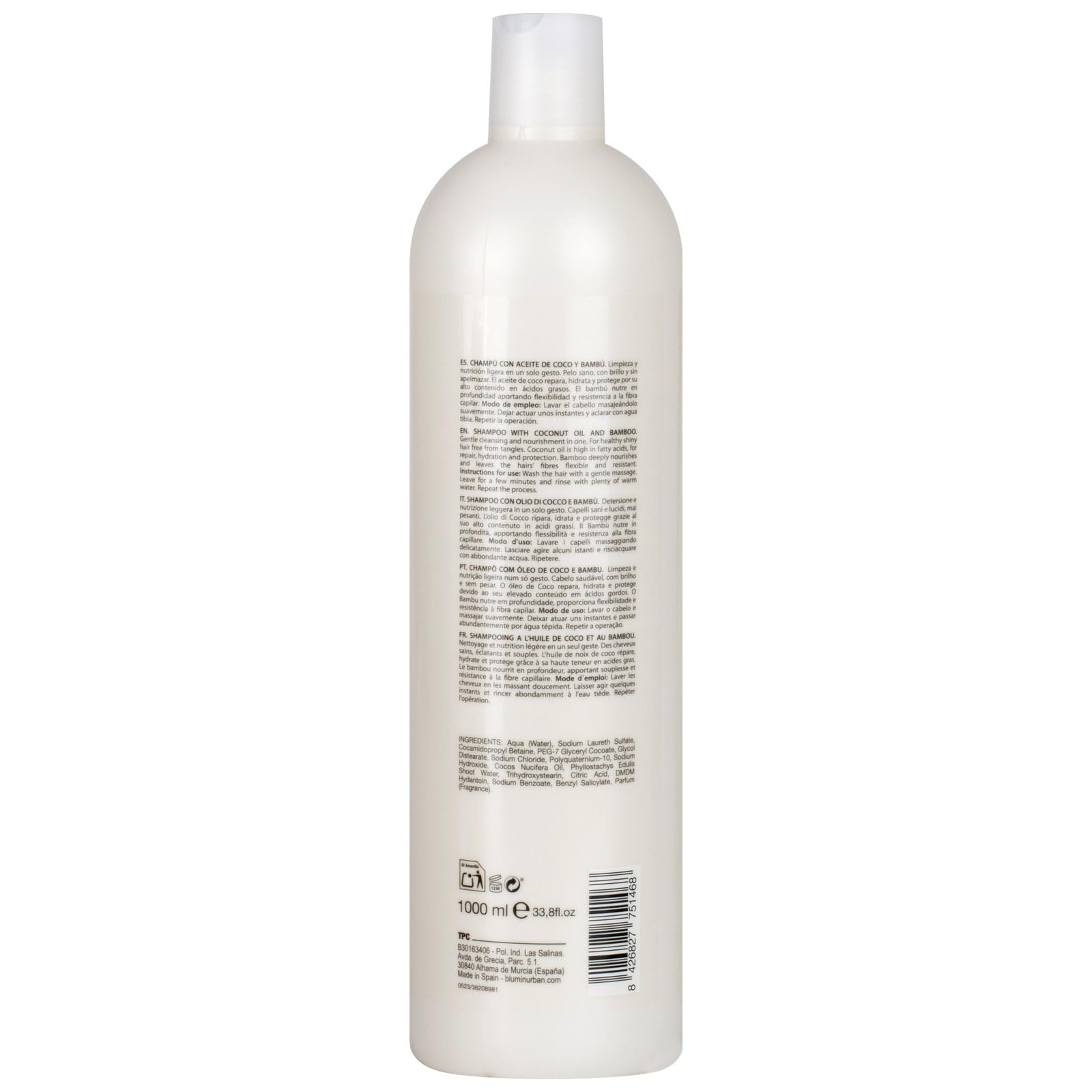 Organic Coconut Oil & Bamboo Shampoo for Dry Damaged Hair - Hydrating & Repairing Hair Care for Daily Use at Home or Salon