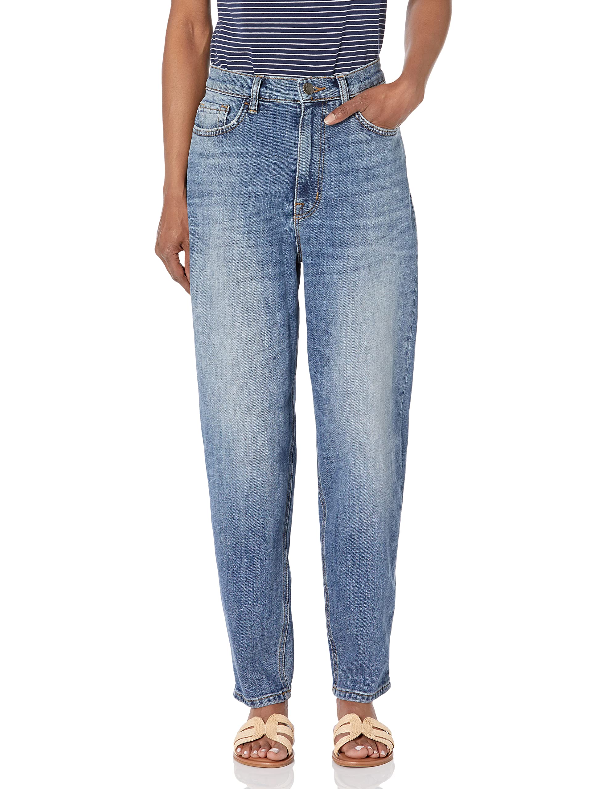 Current/Elliott Women's High Waisted Balloon Leg Jeans - Dunes Blue Denim Pants for Casual Wear & Street Style Outfits