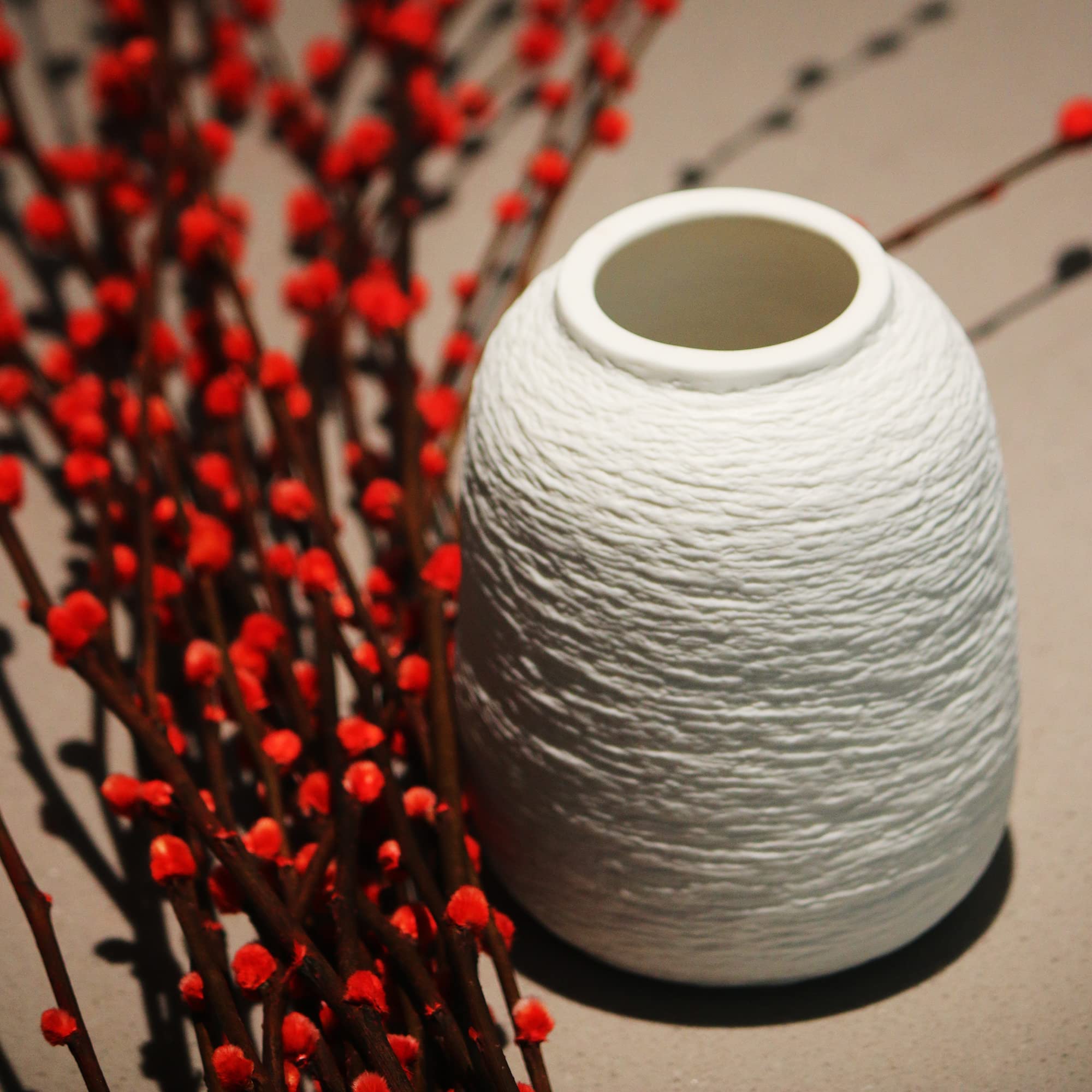 Minimalist White Ceramic Vase - 5.9 Inch Home Decor for Living Room, Bedroom & Office - Perfect for Christmas, Independence Day & Holiday Decorations (ZJ White)