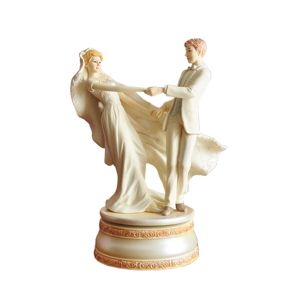 Romantic Wedding Dance Couple Sculpture - Elegant Wife & Husband Love Statue with Music Box for Engagement, Anniversary & Home Decor | Perfect Wedding Gift & Tabletop Decoration