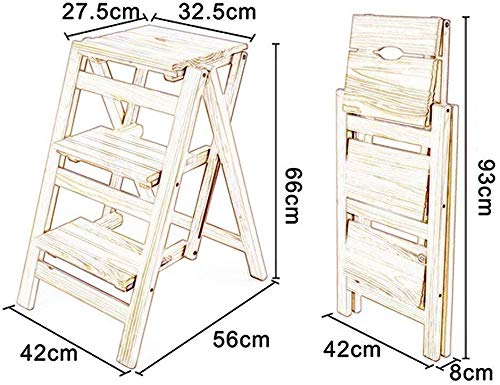 FADUNI Foldable Step Stool - Multifunctional Kitchen Ladder Stool, Shoe Rack, Flower Stand & Storage Bench in Light Walnut - Perfect for Home, Kitchen, Bathroom & Closet Organization