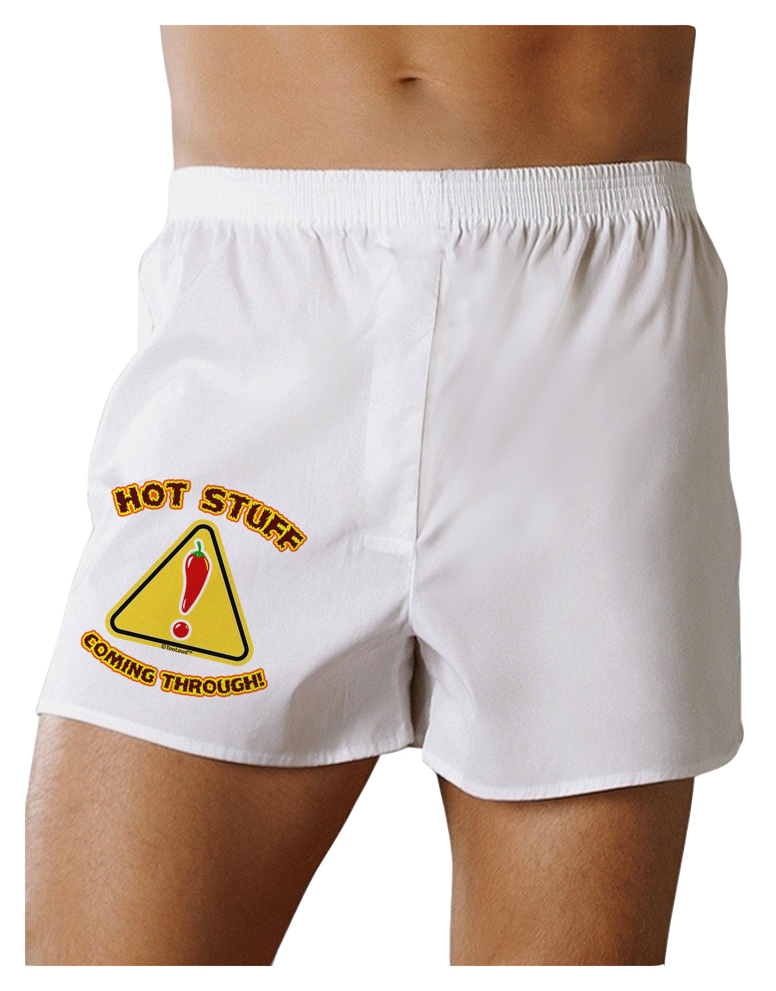 TOOLOUD Funny Hot Stuff Coming Through Boxer Shorts - Comfortable Cotton Underwear for Men, Perfect for Gifts, Parties & Everyday Wear