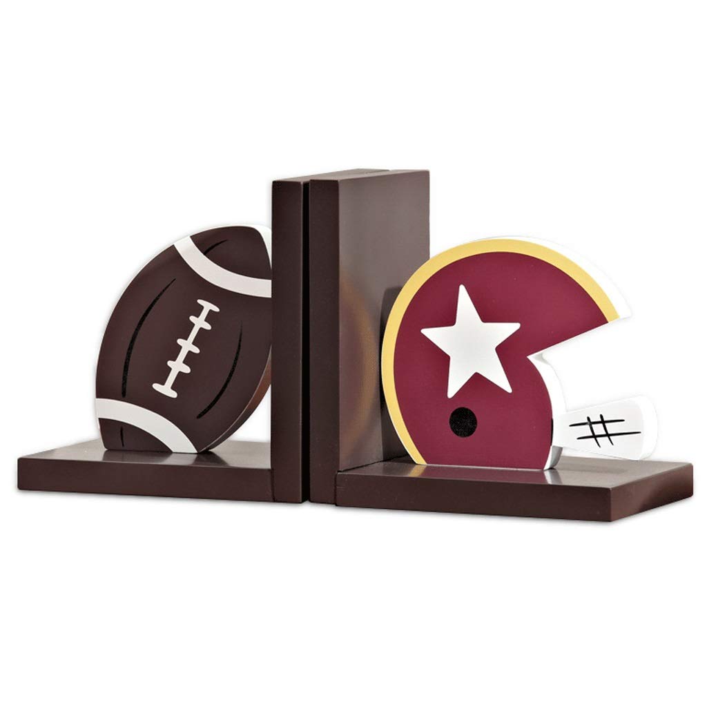 Wooden Baseball Bookends for Kids - Decorative Book Stoppers & Shelf Organizers - Perfect for Children's Room, Bookshelf Decor, and Classroom Organization (Brown)