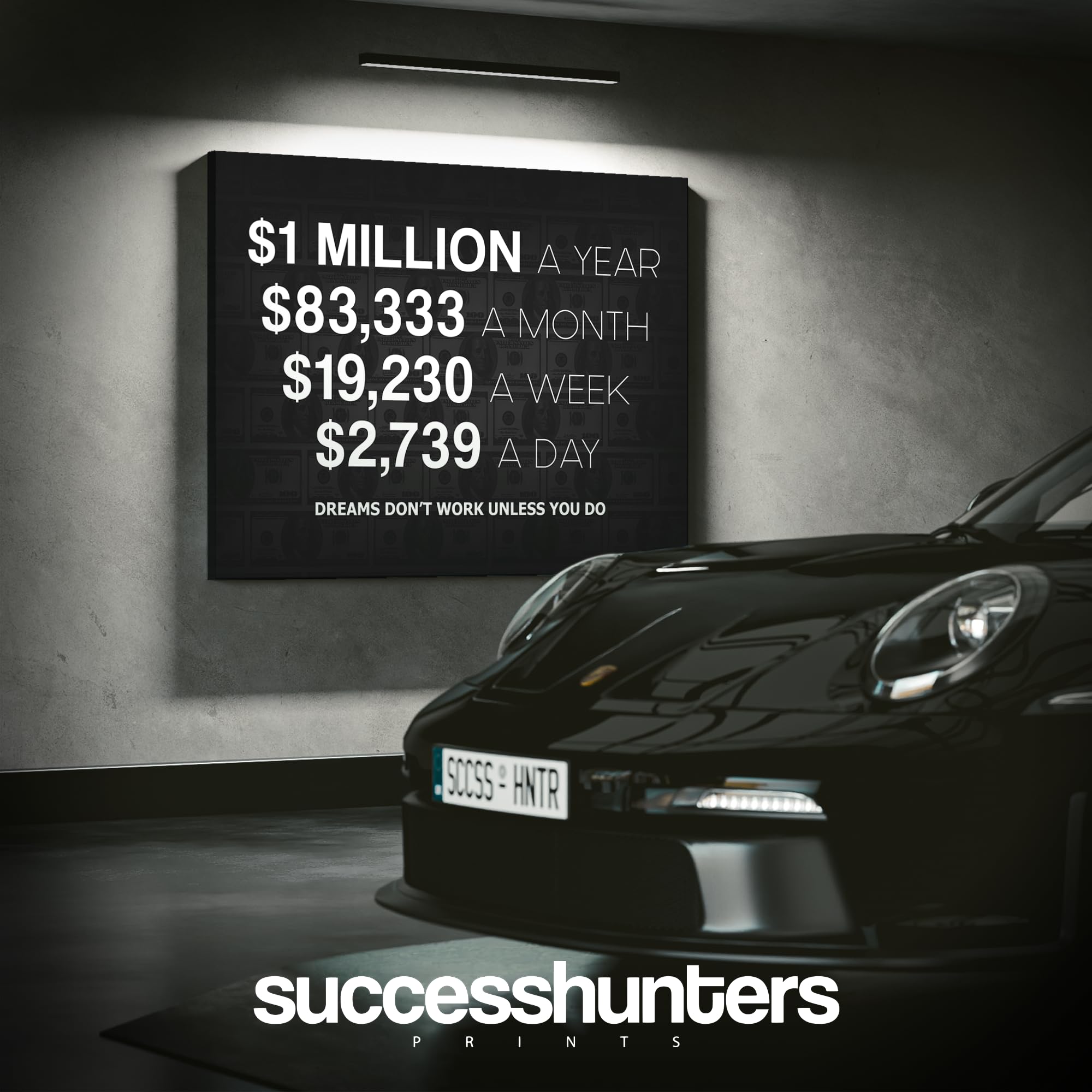 1 Million Dollars a Year Motivational Wall Art - Inspirational Canvas Print for Office & Home Decor - Success Entrepreneur Sign for Millionaire Goals (18