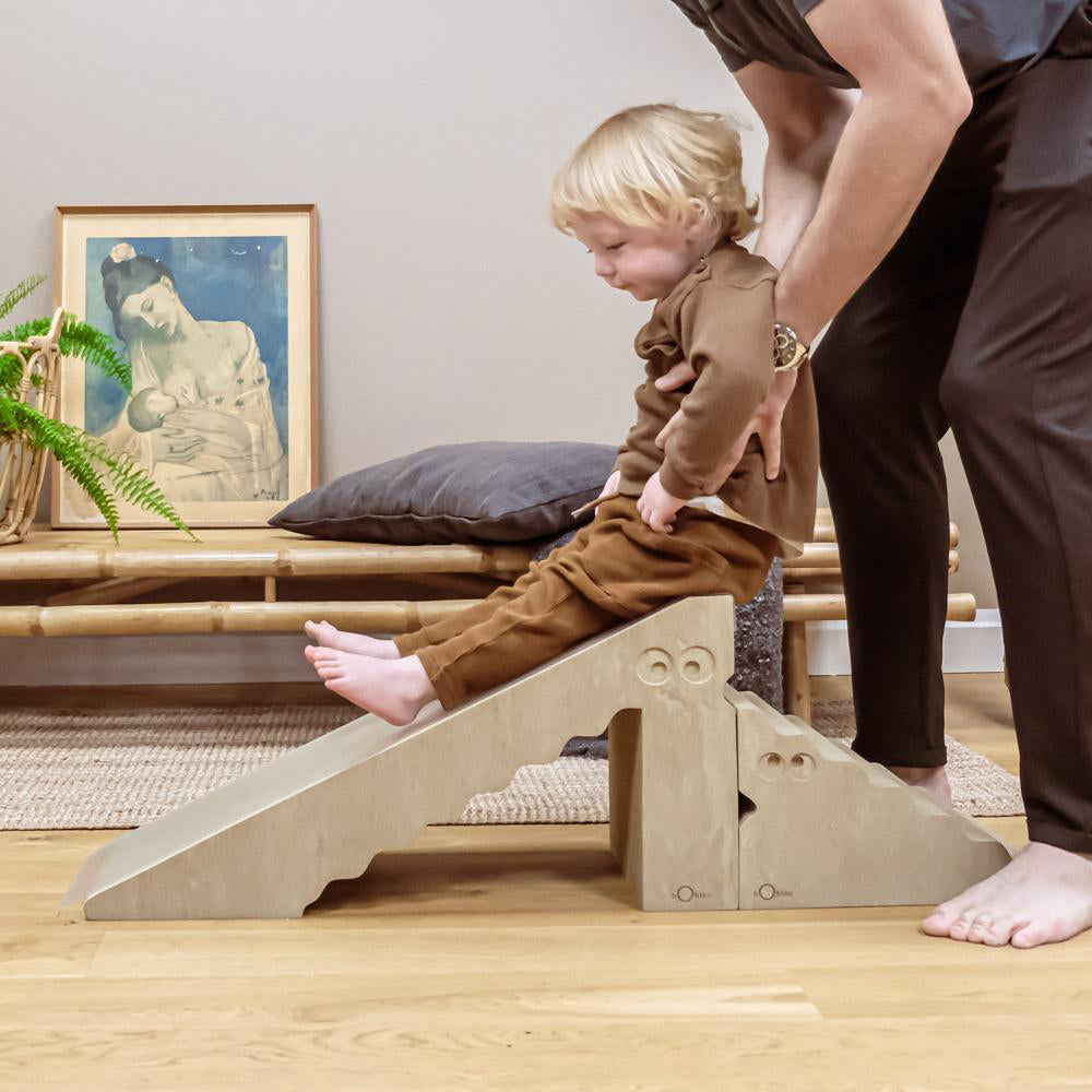bObles Dino Marble Nature Walnut - Kids Wooden Balance Board for Indoor & Outdoor Play - Perfect for Playrooms, Classrooms, and Backyards