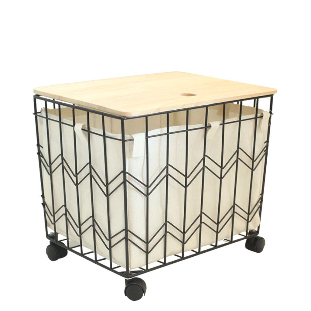 Nordic Rectangular Ottoman with Storage - Wrought Iron Multifunctional Stool Seat, Shoe Bench & Toy Box | Space Saving for Living Room, Bedroom & Entryway (Black, Size S)