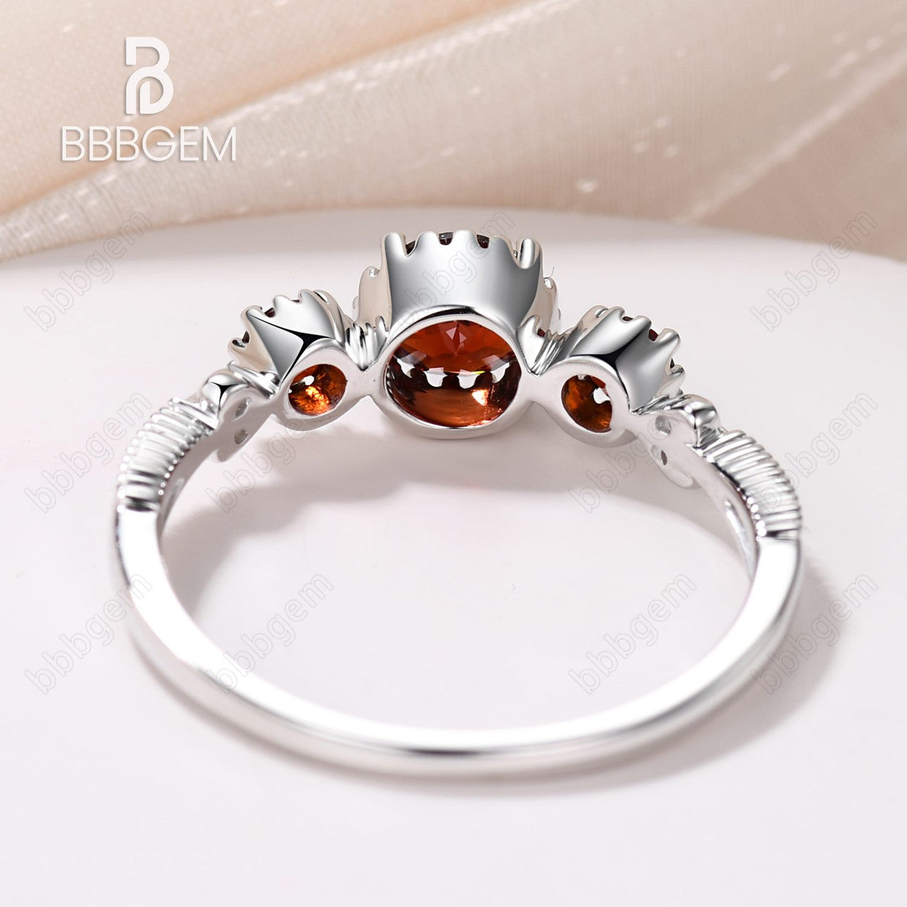 0.5CT Three Stone Round Garnet Engagement Ring in White Gold - January Birthstone Jewelry for Women, Perfect for Proposals, Anniversaries & Special Occasions