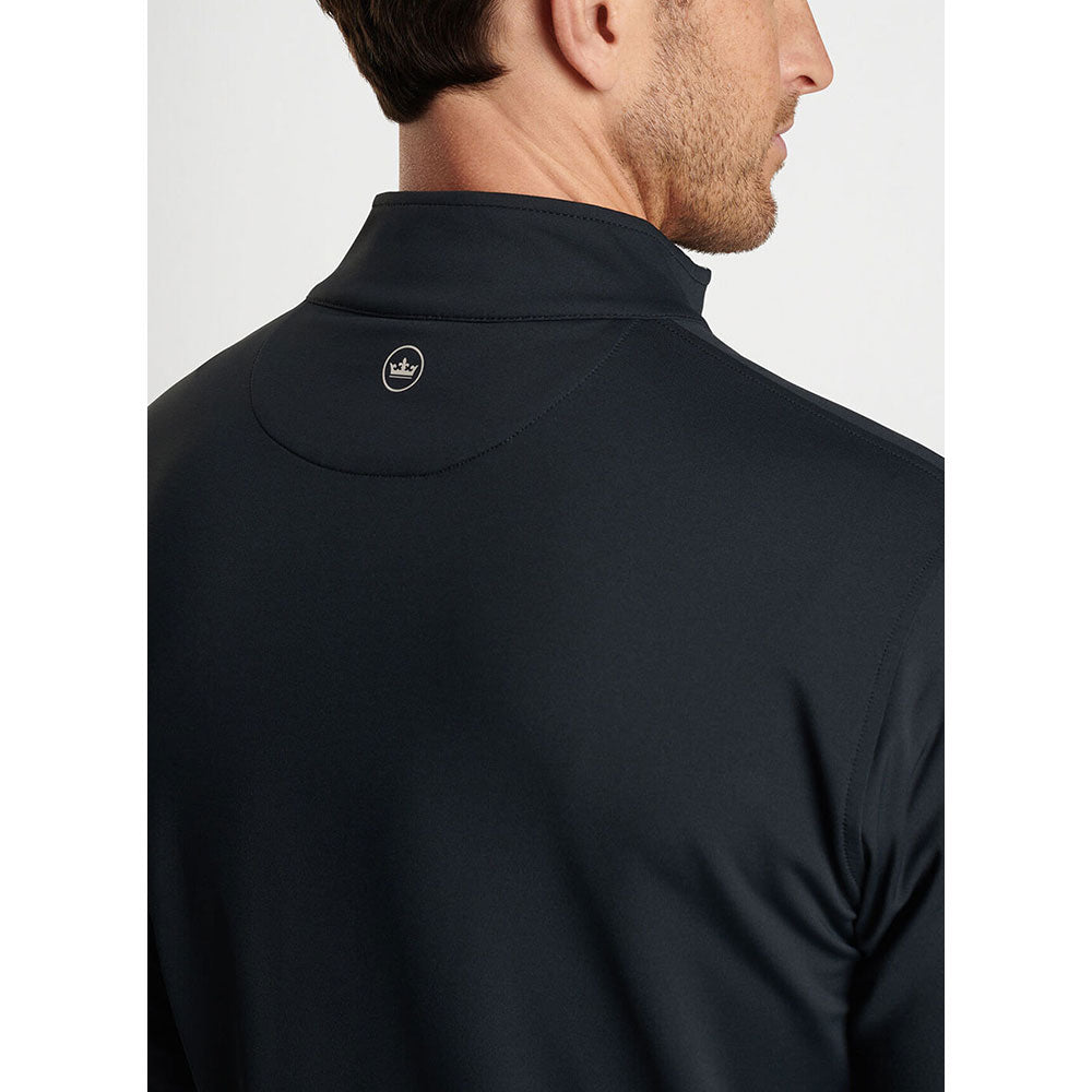 Peter Millar Perth Stretch Loop Terry 1/4 Zip Sweater for Men - Premium Black Quarter-Zip Pullover - Soft & Comfortable Casual Wear for Golf, Office & Outdoor Activities