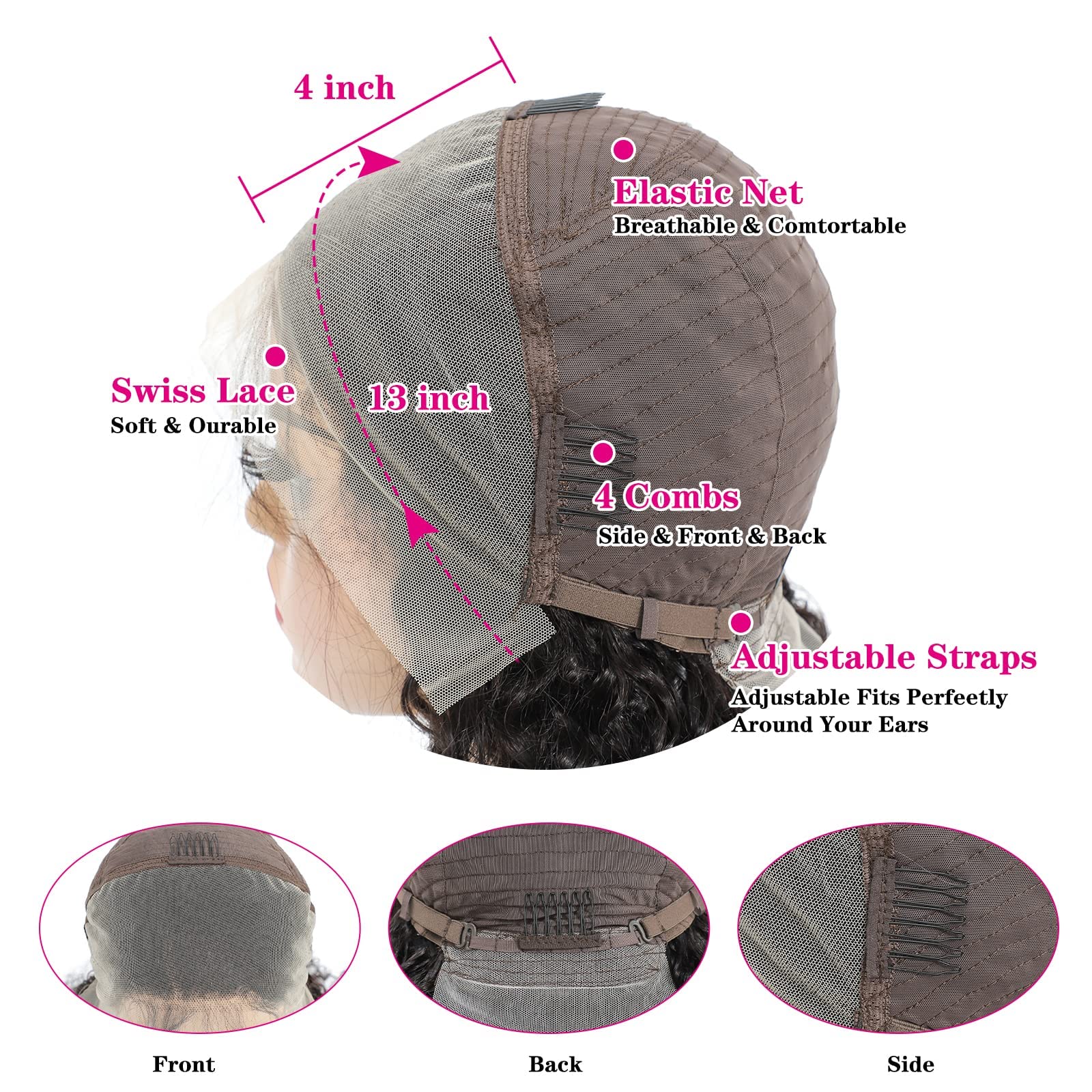 SOVO 13x4 Deep Wave Lace Front Wig - 180% Density Brazilian Virgin Human Hair - Glueless Curly Wigs for Women with Pre-Plucked Baby Hair - 22 Inch Natural Color Wet & Wavy Lace Frontal Wig - Perfect for Daily Wear, Parties, Cosplay and Special Occasions